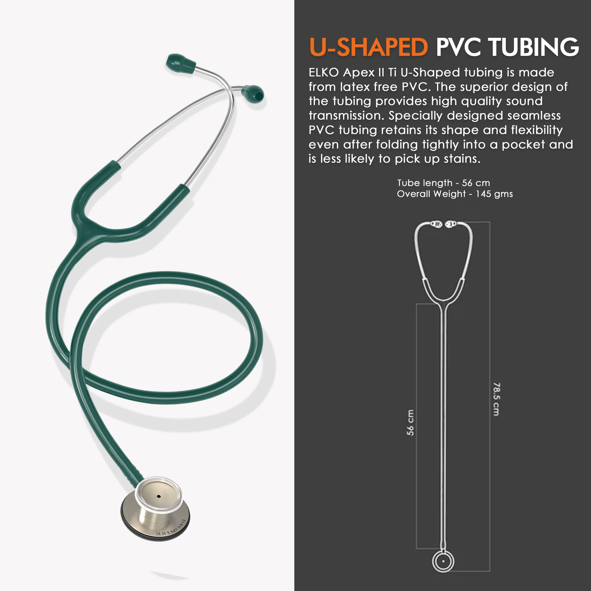 ELKO APEX II Ti Titanium Stethoscope - Natural Titanium - Image 25