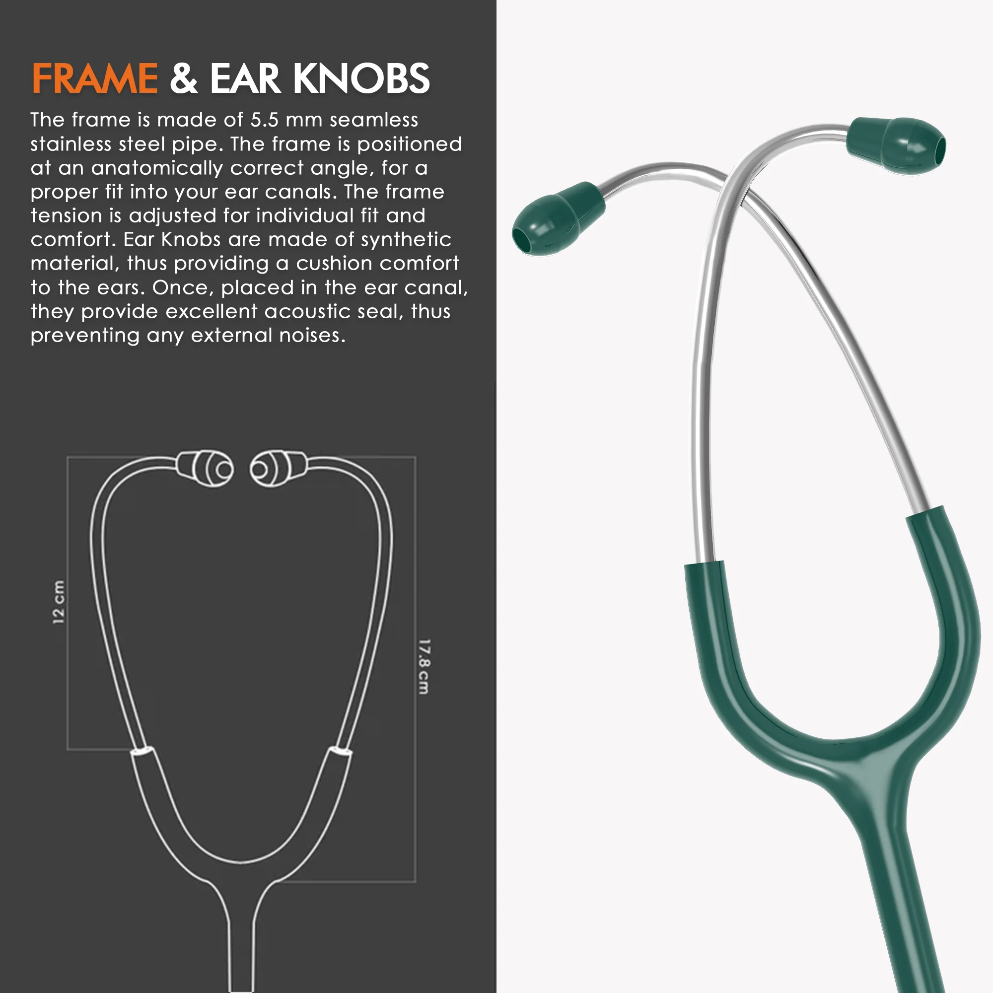 ELKO APEX II Ti Titanium Stethoscope - Natural Titanium - Image 26