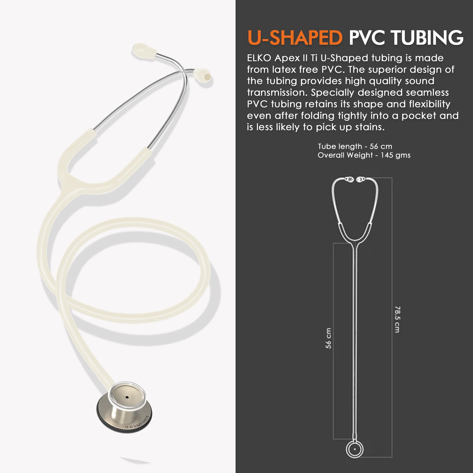 ELKO APEX II Ti Titanium Stethoscope - Natural Titanium - Image 32