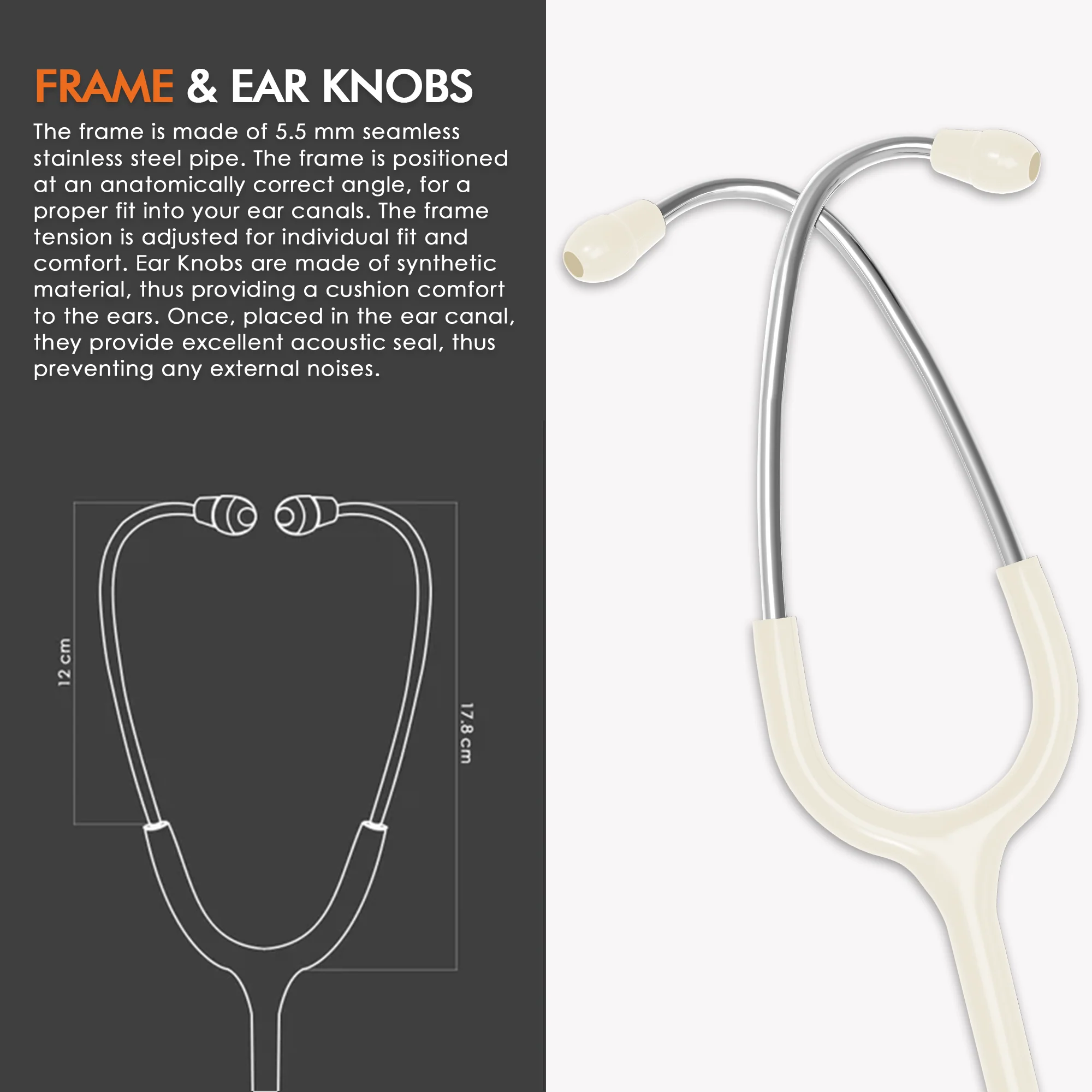 ELKO APEX II Ti Titanium Stethoscope - Natural Titanium - Image 33