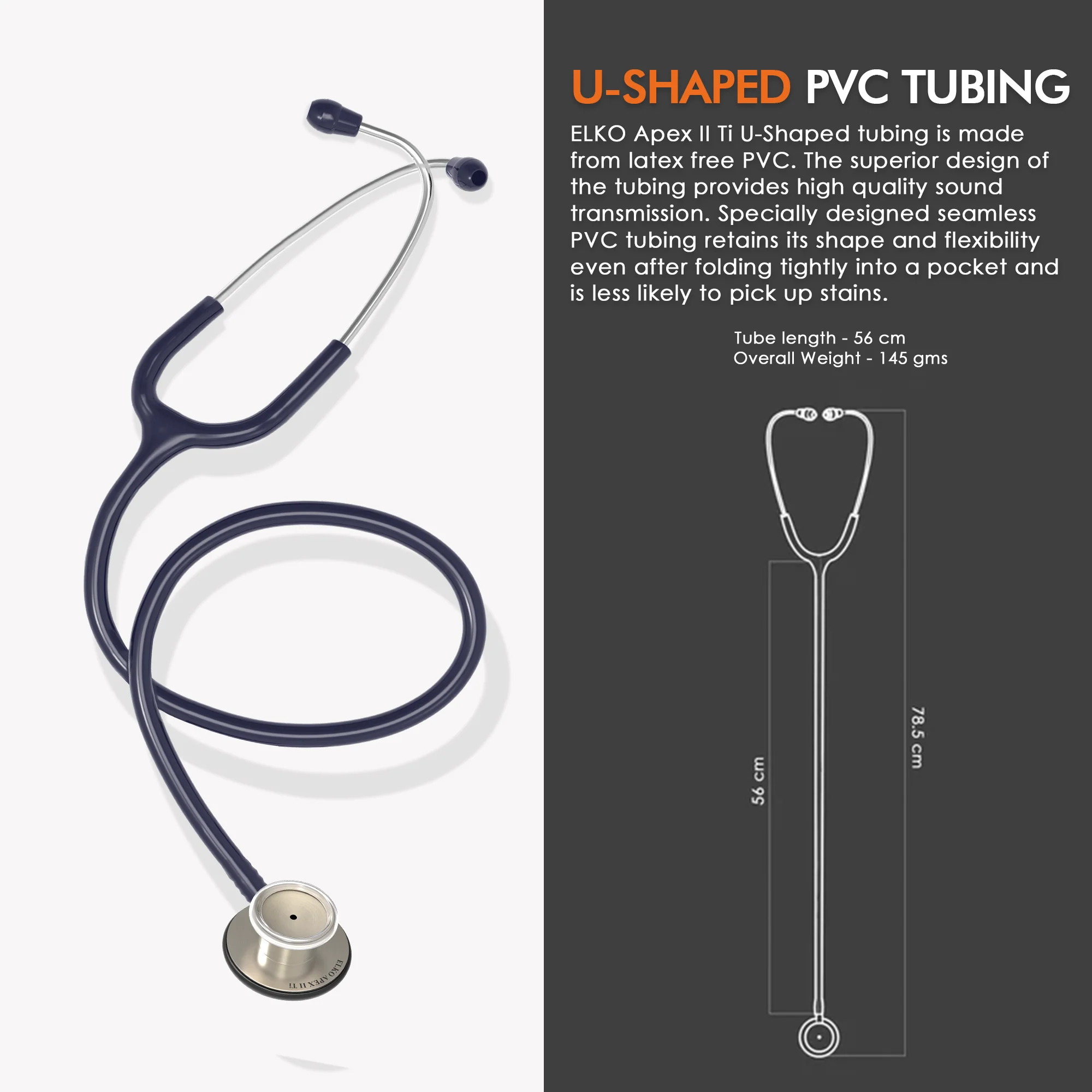 ELKO APEX II Ti Titanium Stethoscope - Natural Titanium - Image 4