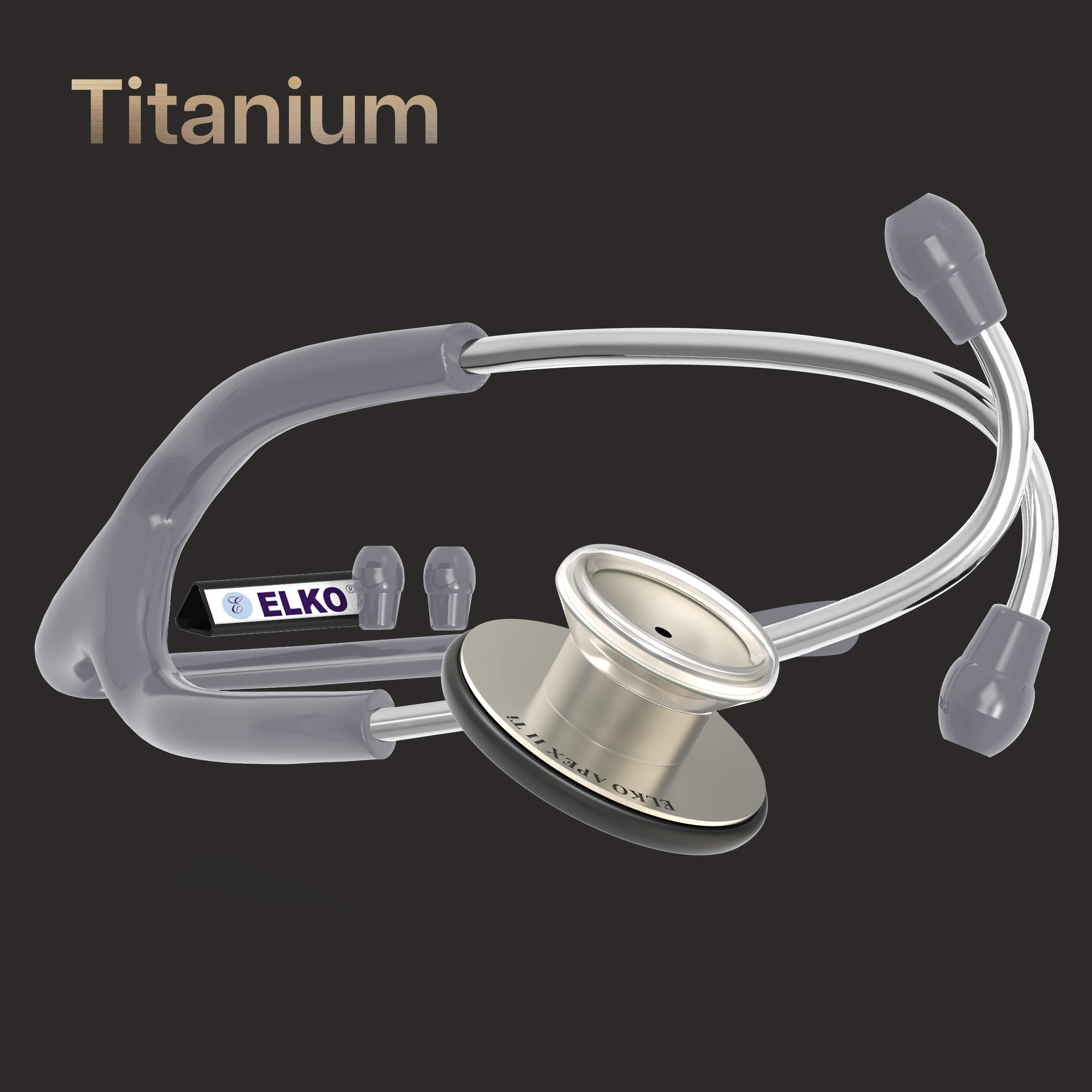 ELKO APEX II Ti Titanium Stethoscope - Natural Titanium - Image 43