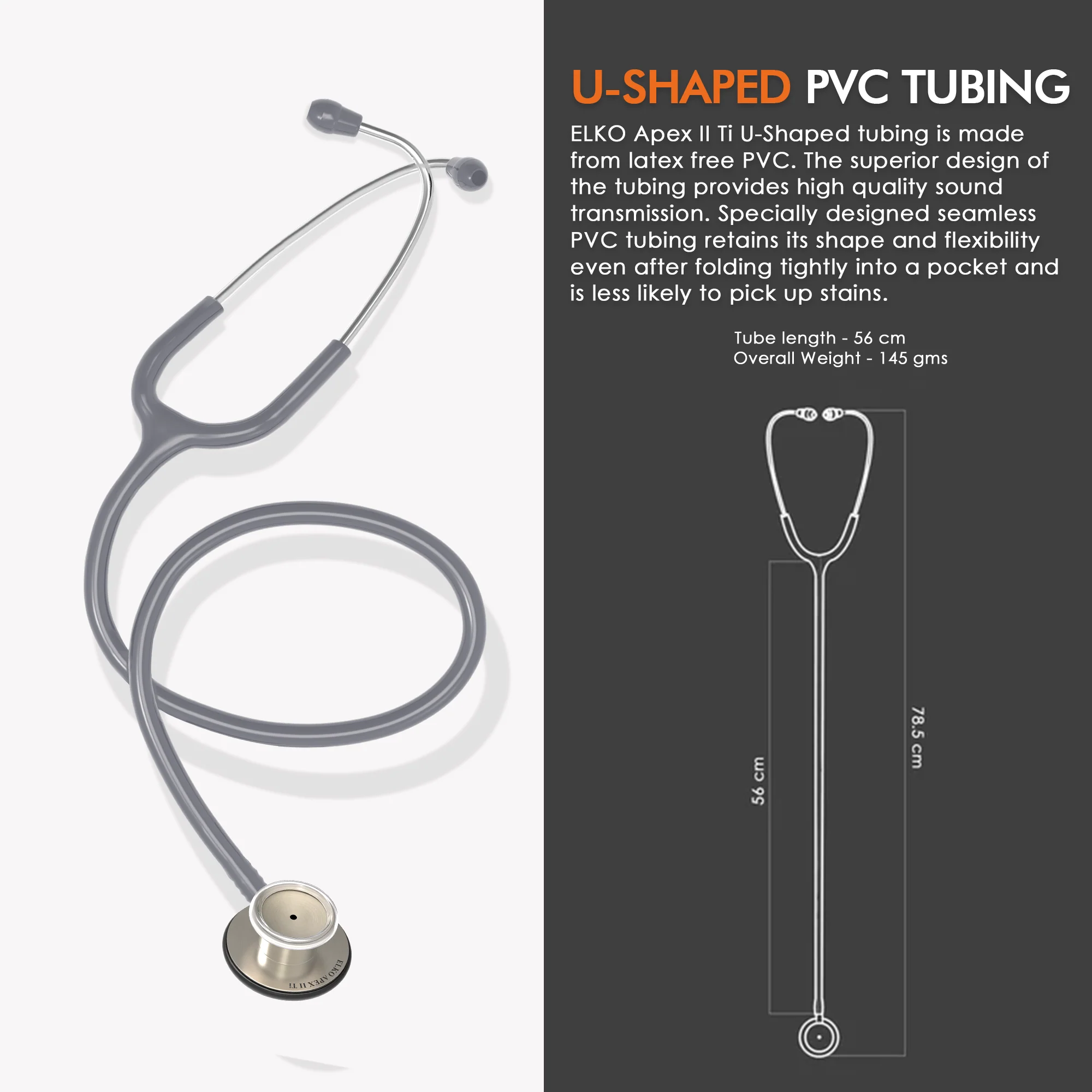 ELKO APEX II Ti Titanium Stethoscope - Natural Titanium - Image 46