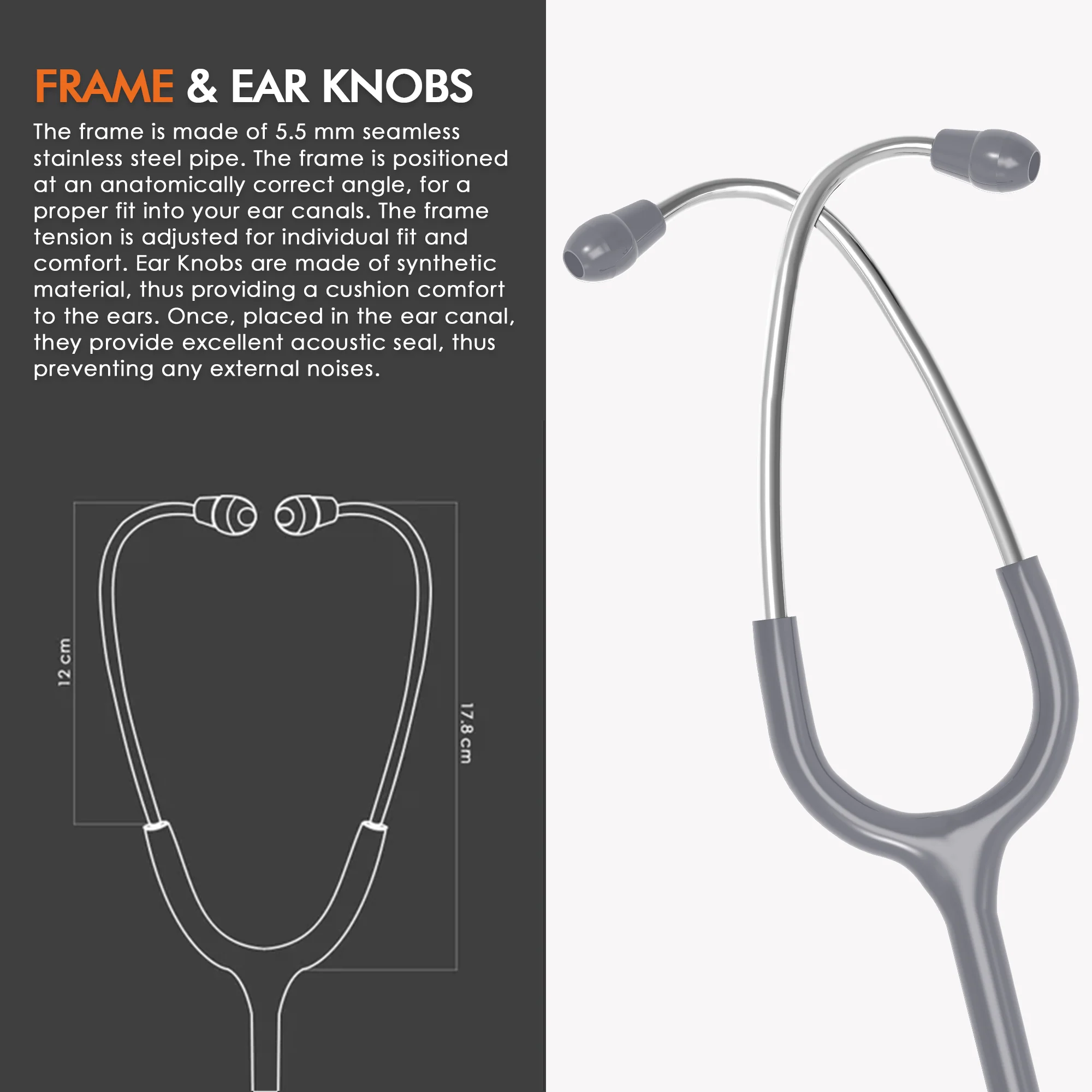 ELKO APEX II Ti Titanium Stethoscope - Natural Titanium - Image 47