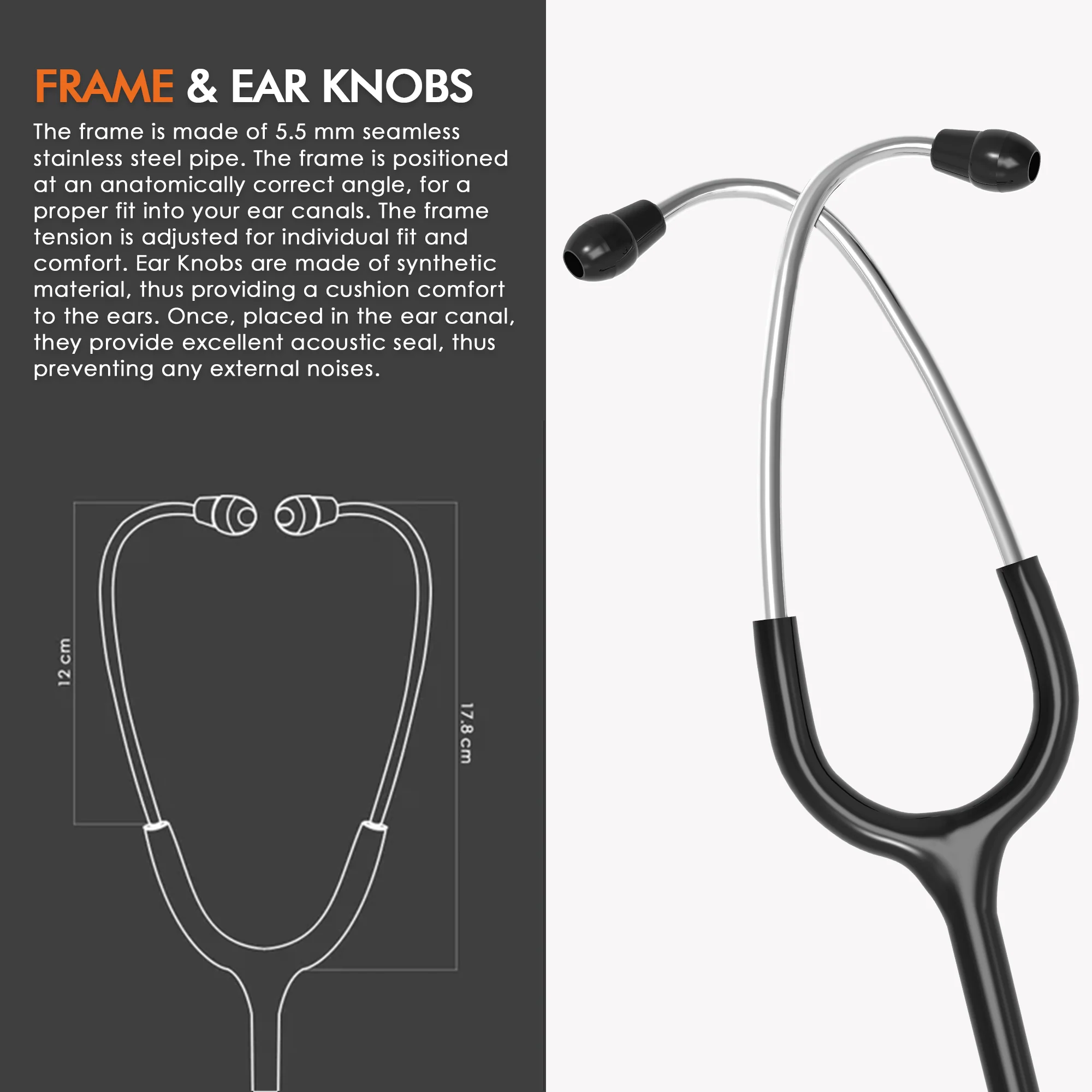 ELKO APEX II Ti Titanium Stethoscope - Natural Titanium - Image 5