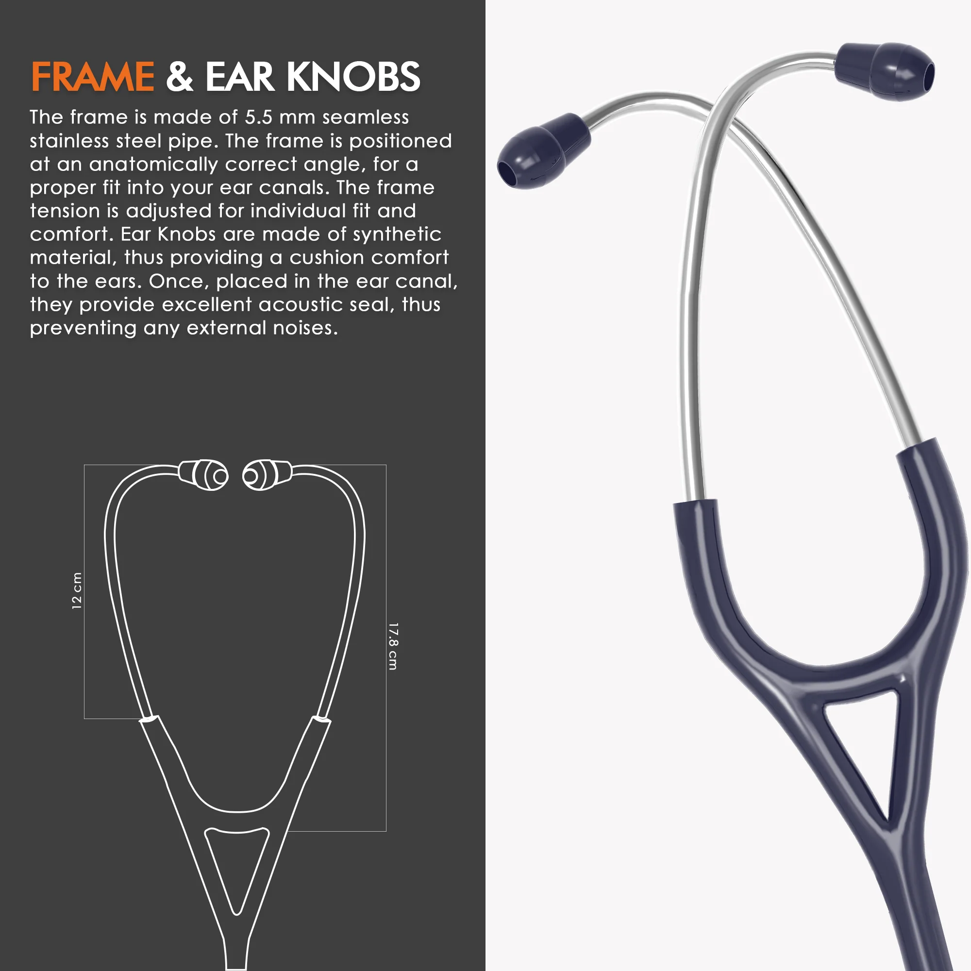 ELKO ASTRA III Ti Titanium Stethoscope - Natural Titanium - Image 12