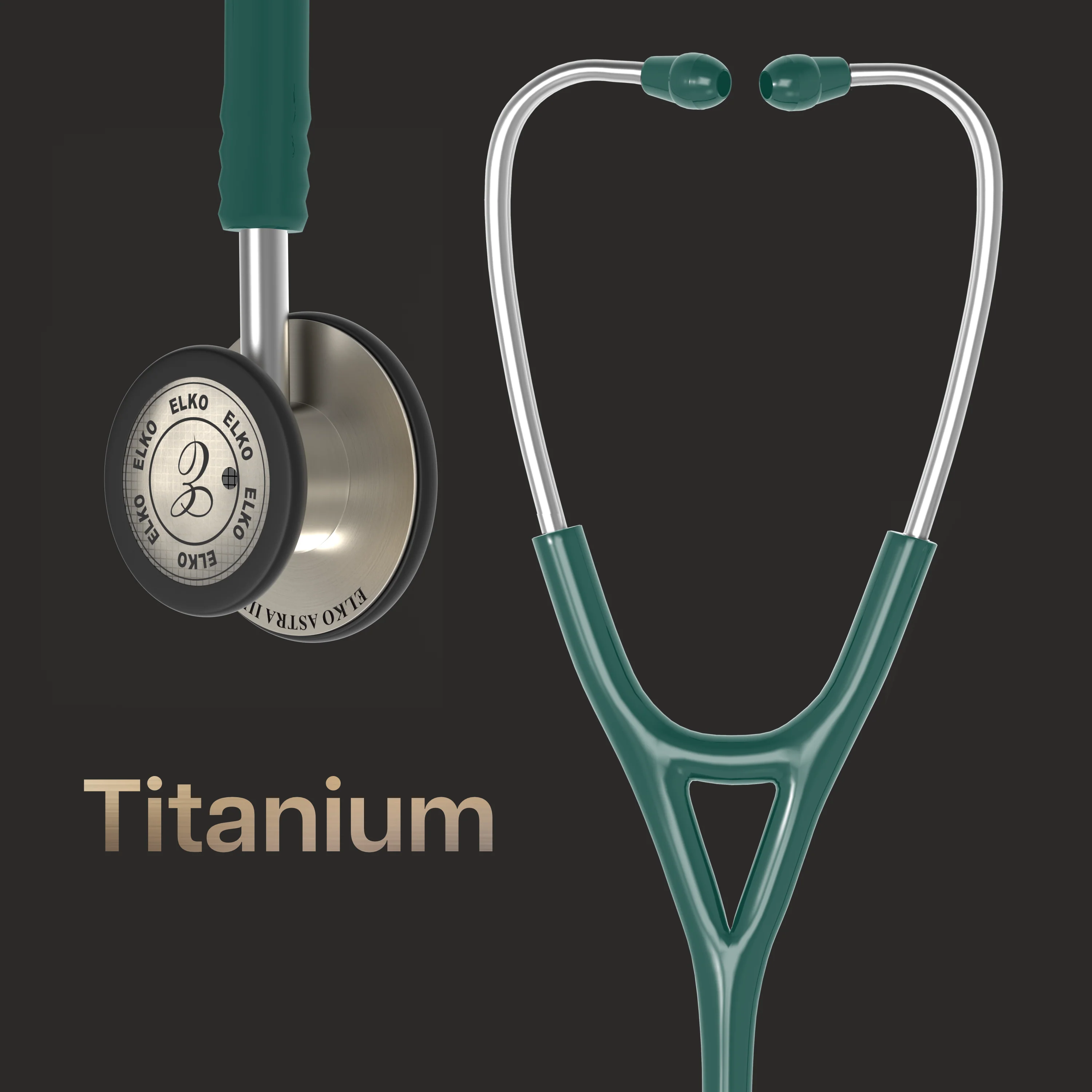 ELKO ASTRA III Ti Titanium Stethoscope - Natural Titanium - Image 22