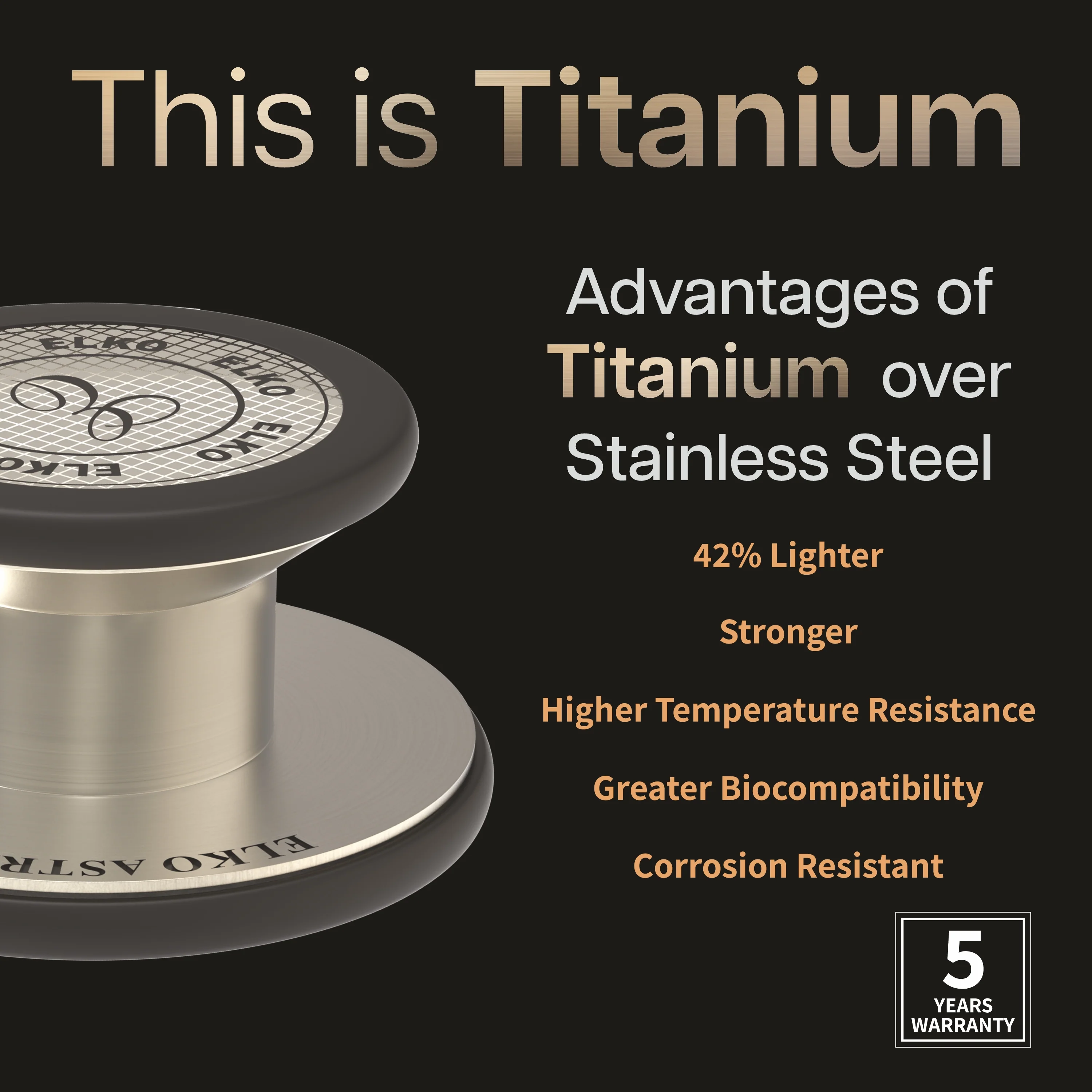 ELKO ASTRA III Ti Titanium Stethoscope - Natural Titanium - Image 23