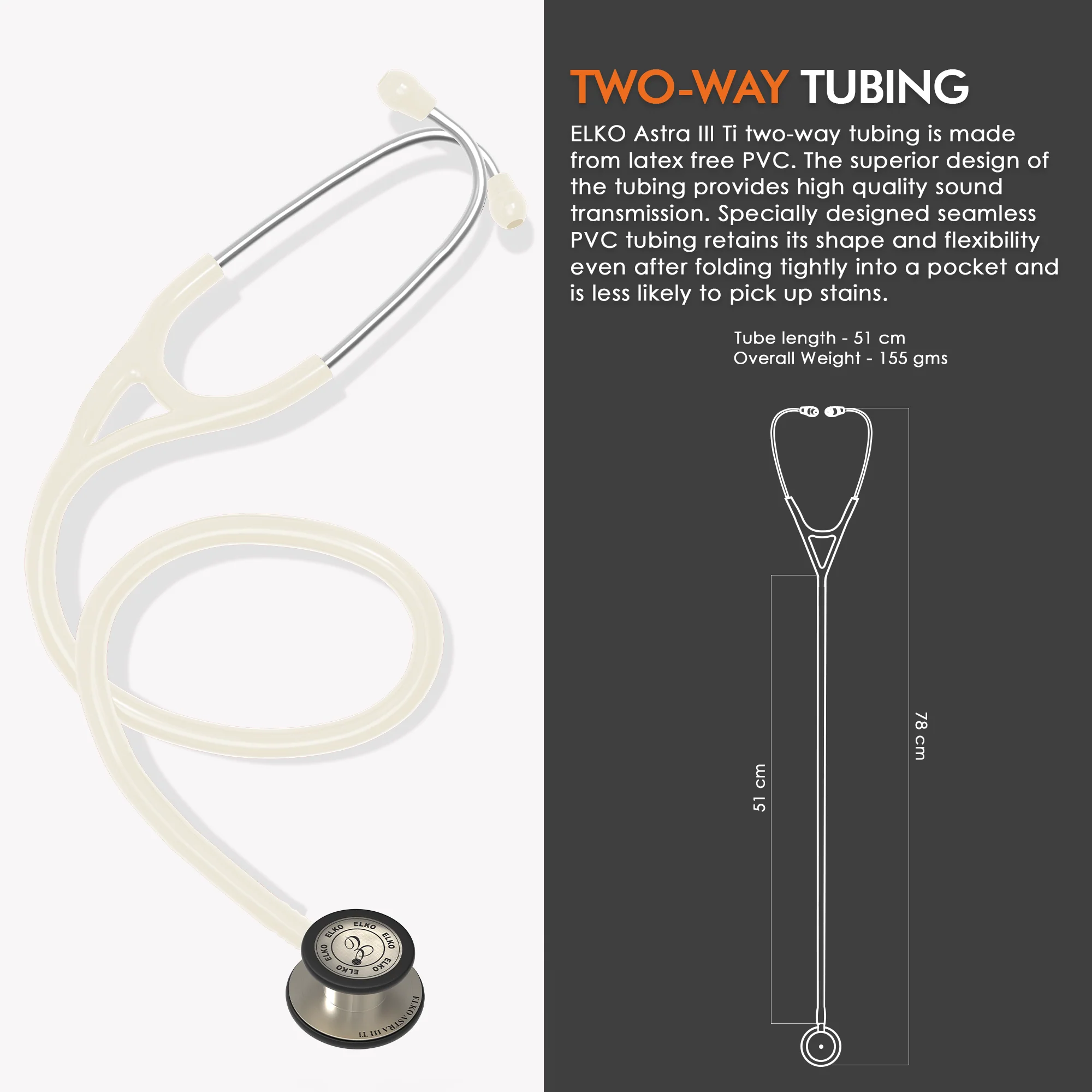 ELKO ASTRA III Ti Titanium Stethoscope - Natural Titanium - Image 32