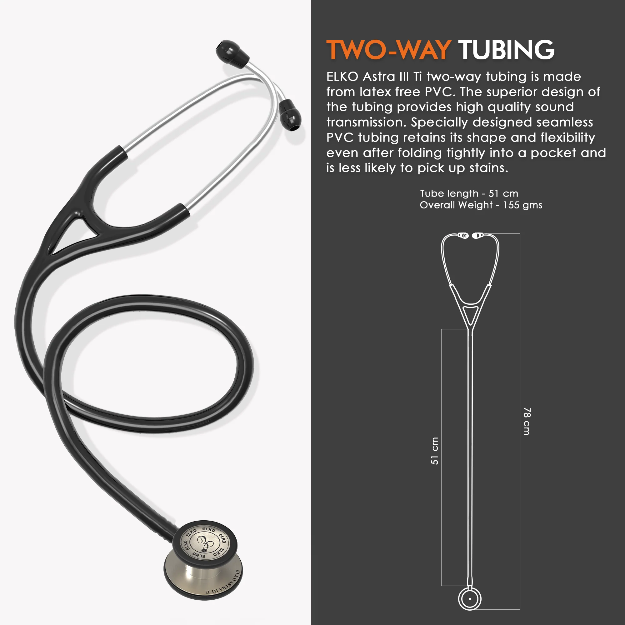 ELKO ASTRA III Ti Titanium Stethoscope - Natural Titanium - Image 4