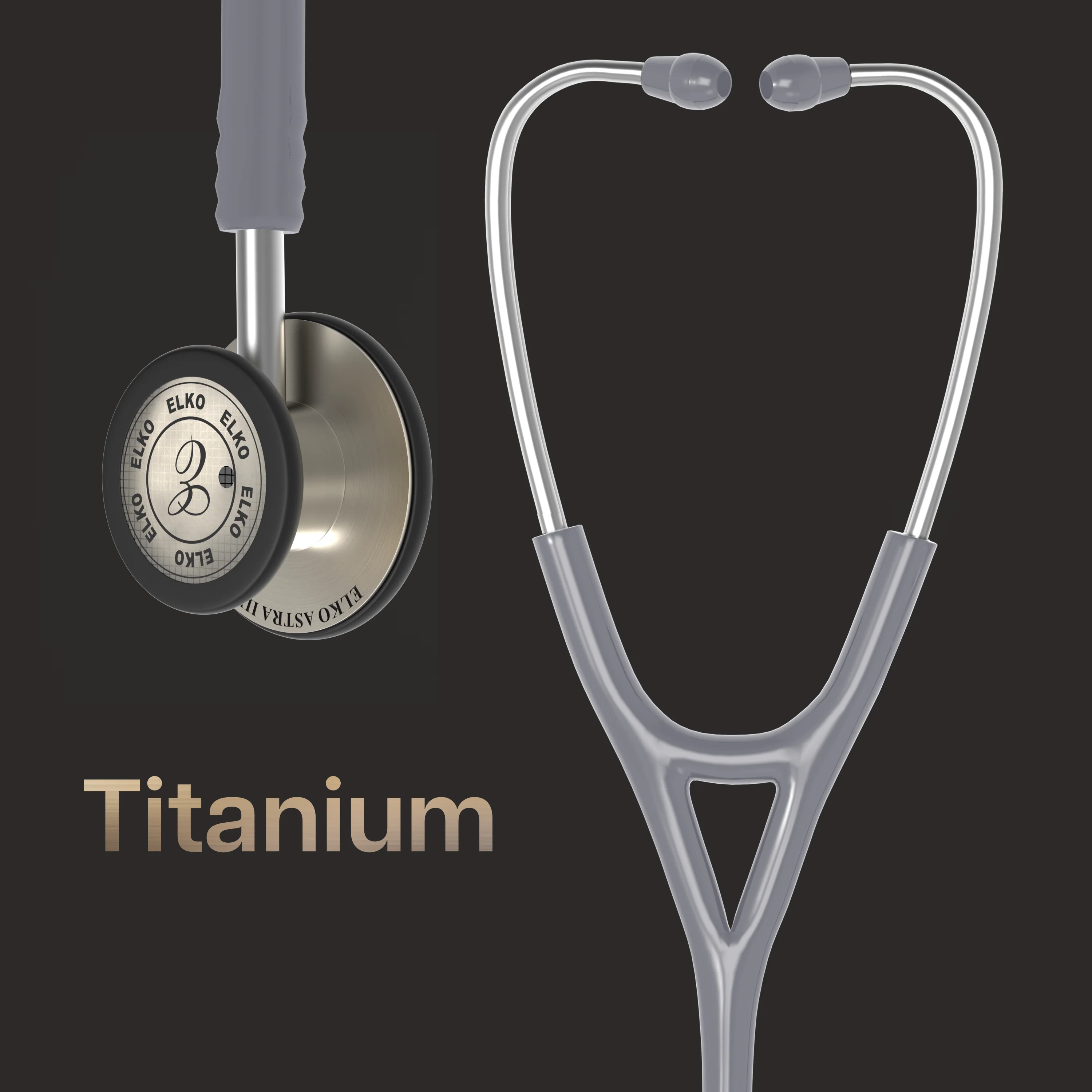 ELKO ASTRA III Ti Titanium Stethoscope - Natural Titanium - Image 43