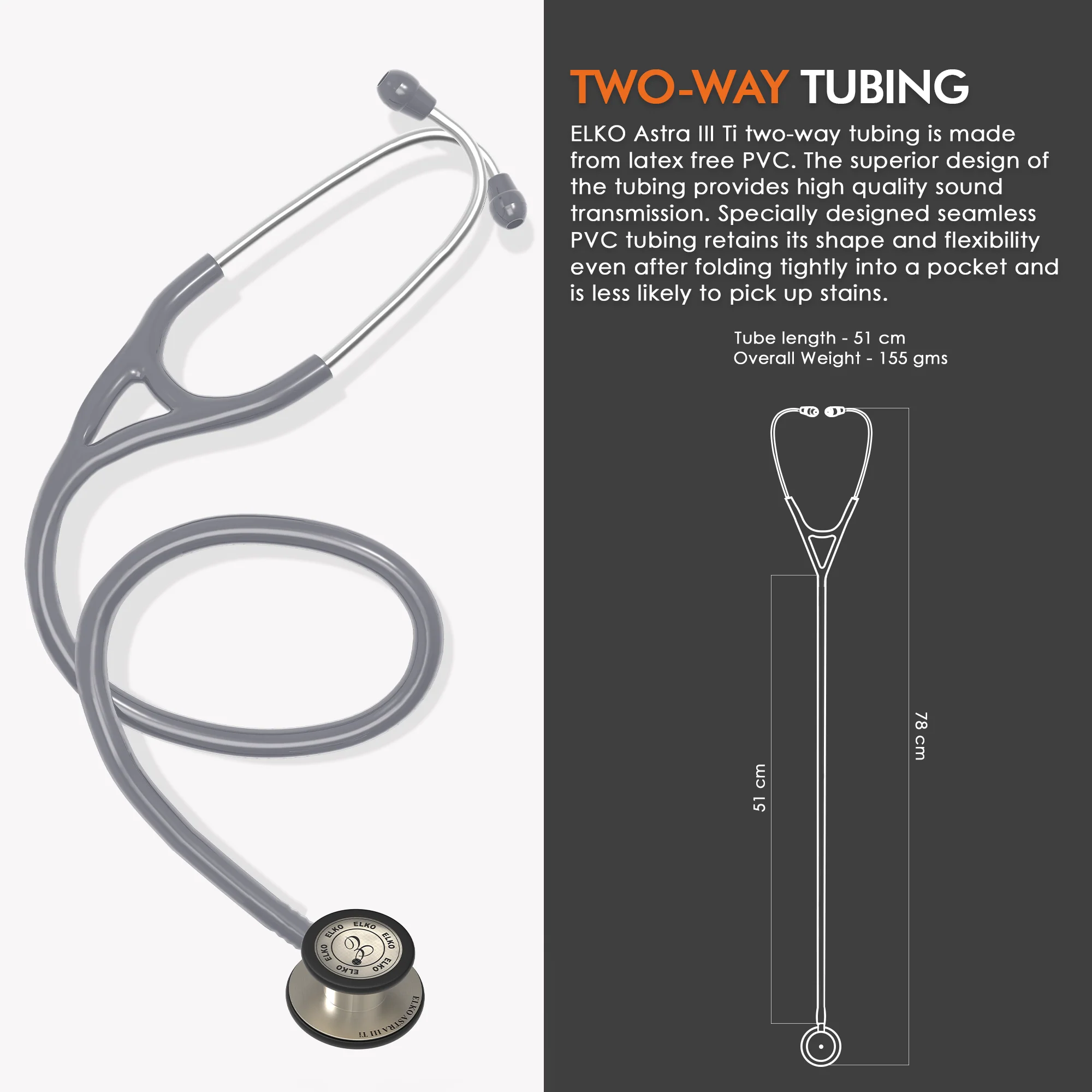 ELKO ASTRA III Ti Titanium Stethoscope - Natural Titanium - Image 46
