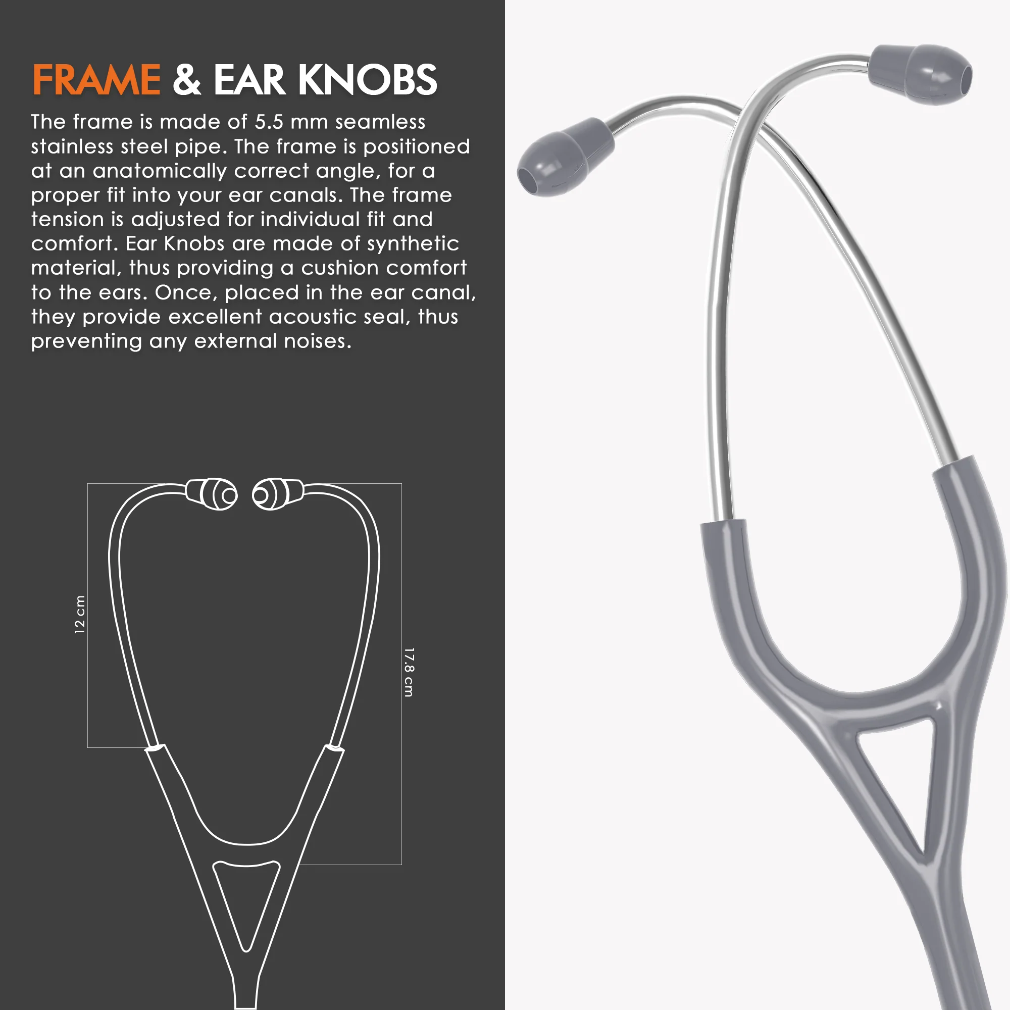 ELKO ASTRA III Ti Titanium Stethoscope - Natural Titanium - Image 47