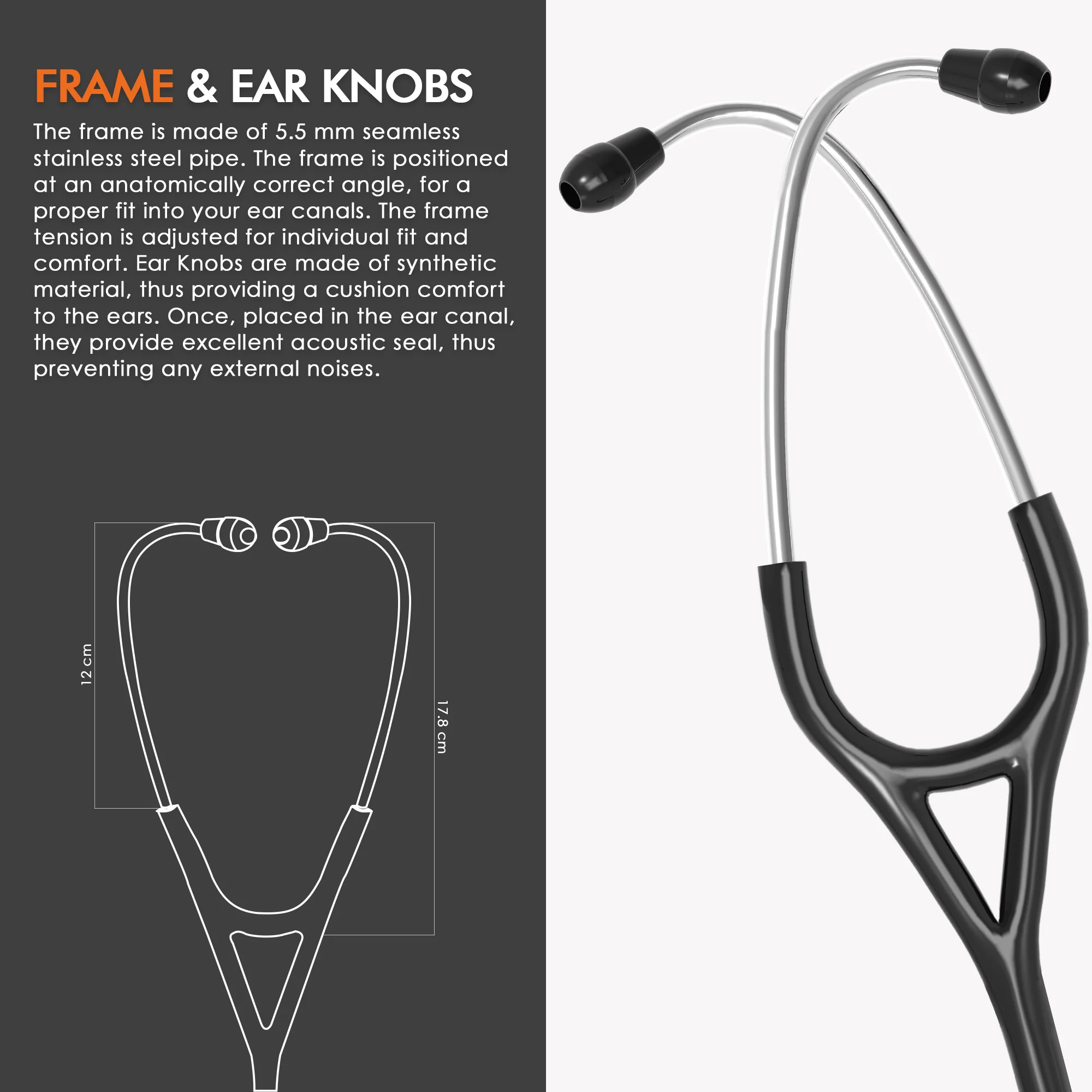 ELKO ASTRA III Ti Titanium Stethoscope - Natural Titanium - Image 5
