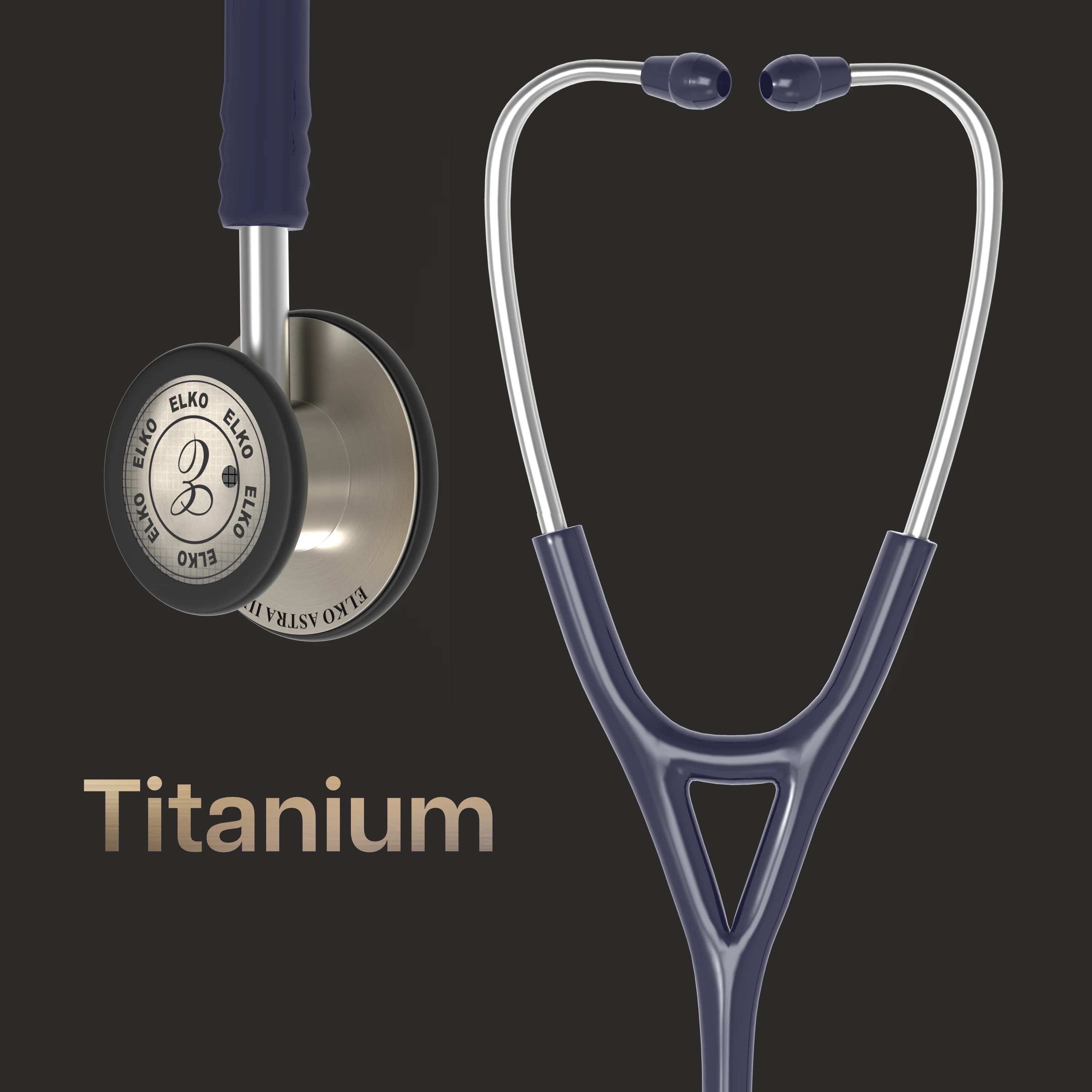 ELKO ASTRA III Ti Titanium Stethoscope - Natural Titanium - Image 8
