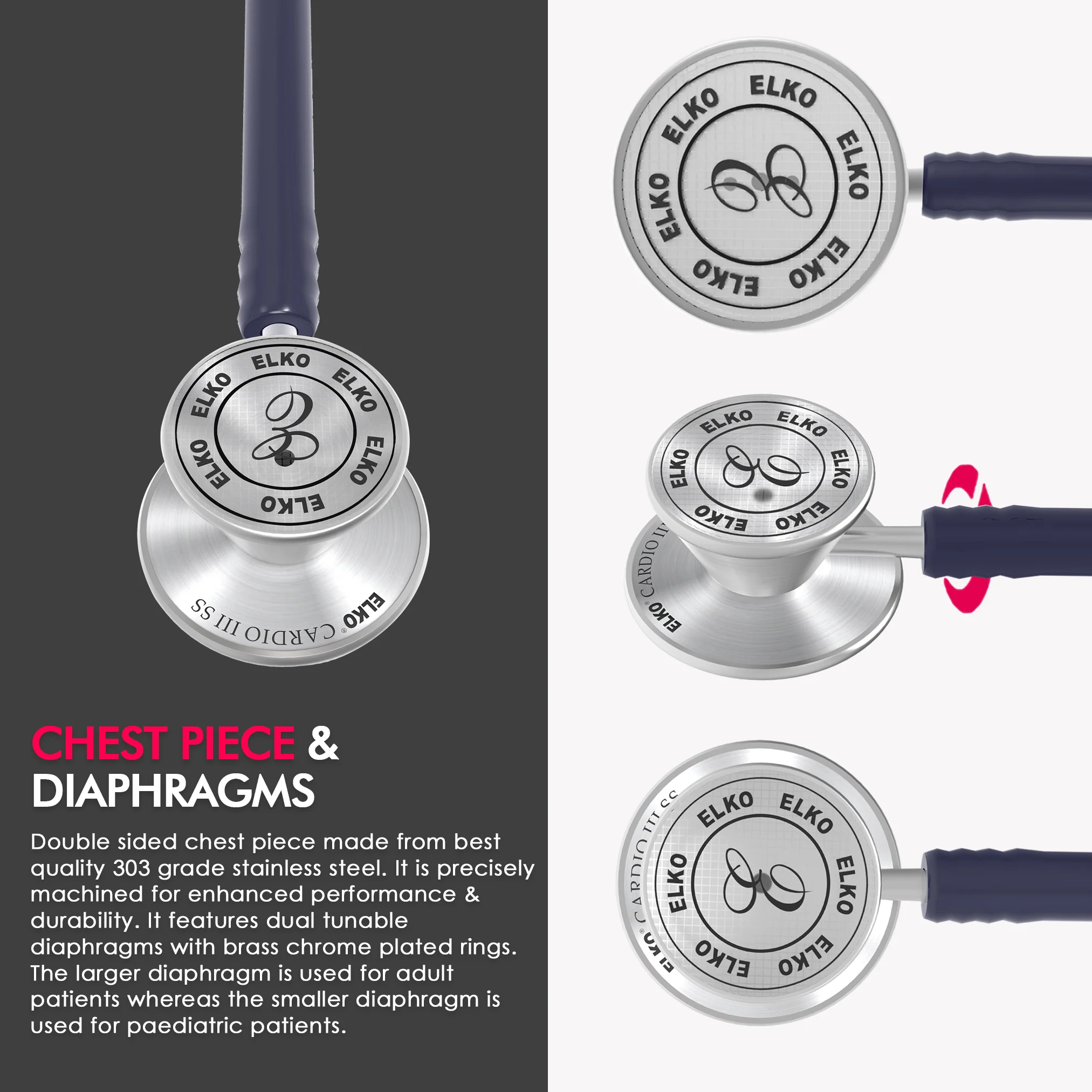 ELKO CARDIO III SS Stainless Steel Stethoscope - Image 24