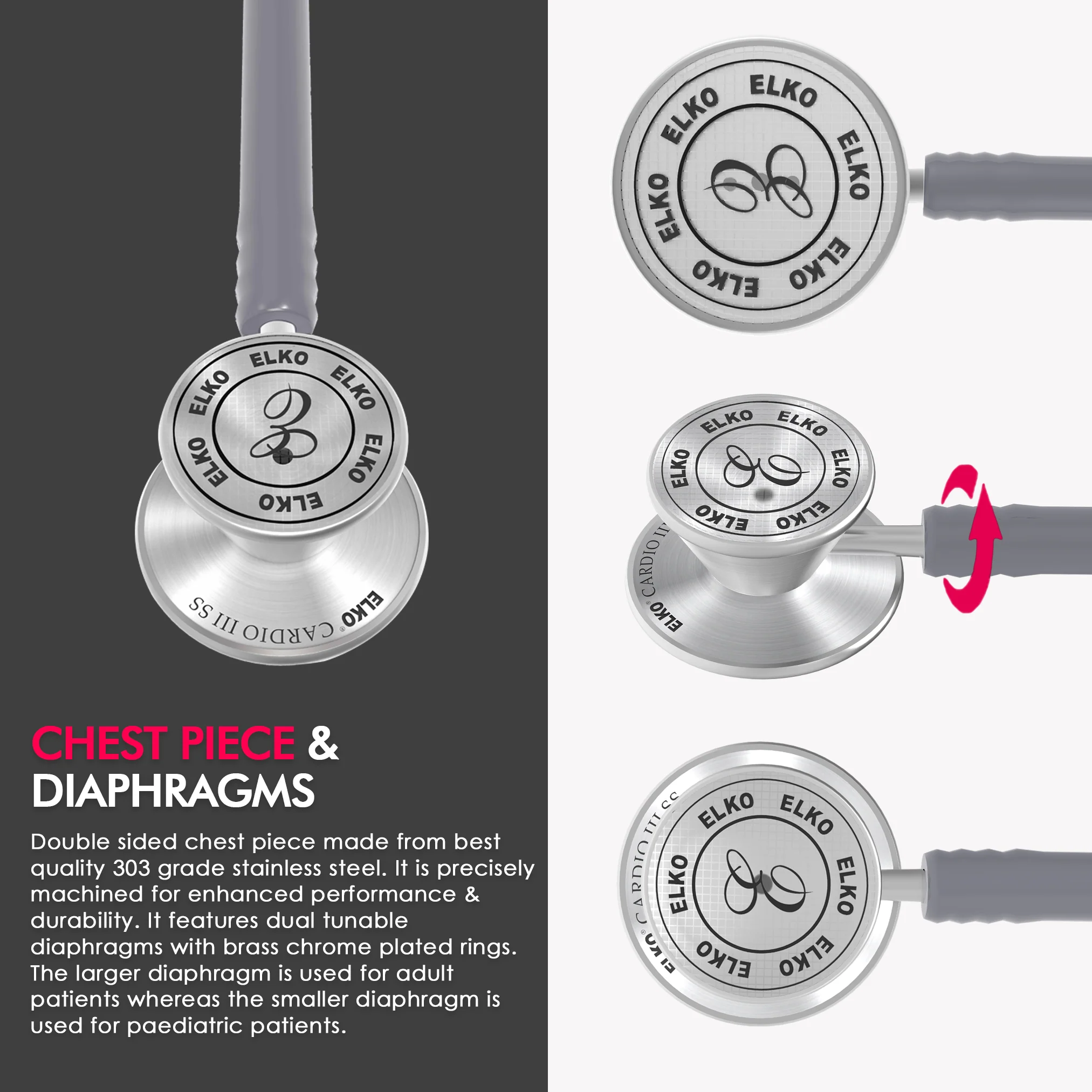 ELKO CARDIO III SS Stainless Steel Stethoscope - Image 32