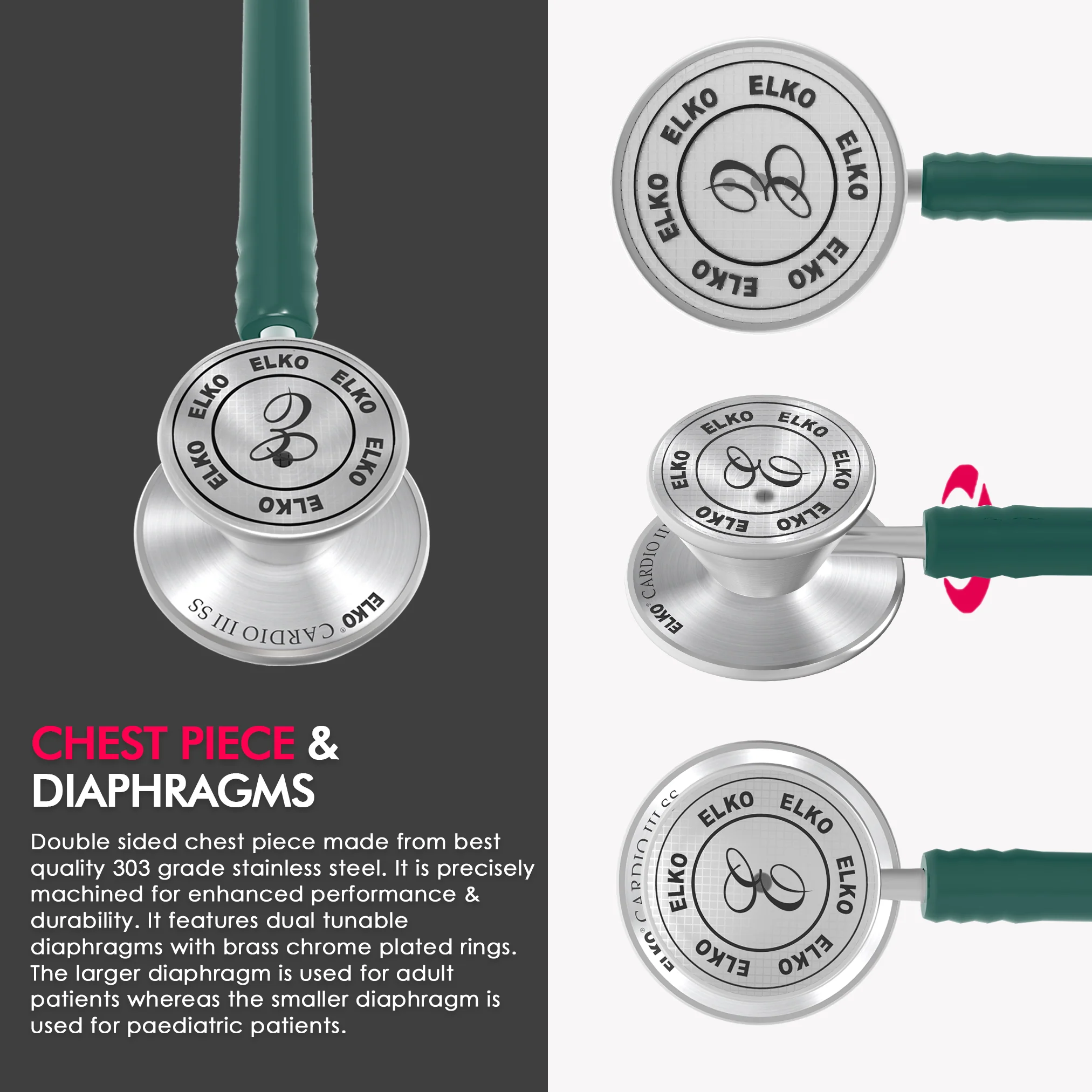 ELKO CARDIO III SS Stainless Steel Stethoscope - Image 6