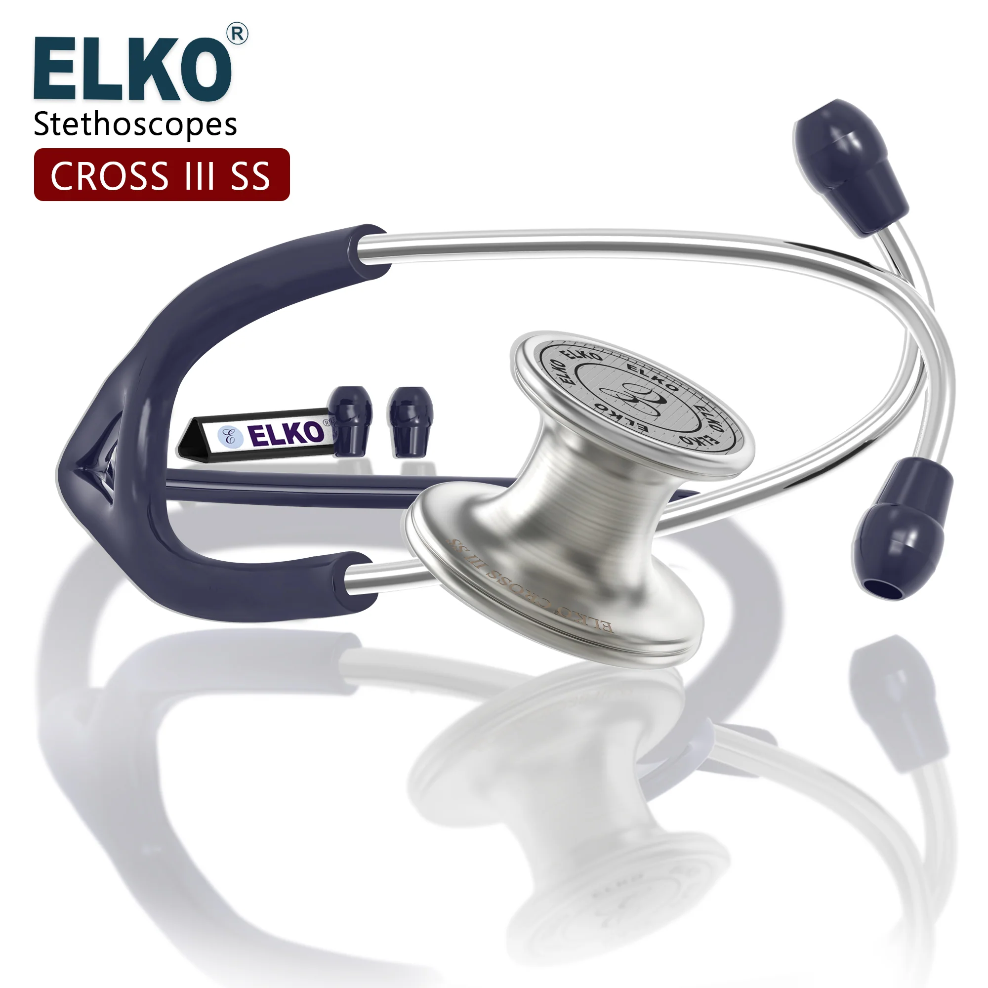 ELKO CROSS III SS Stainless Steel Stethoscope - Natural Steel - Image 16