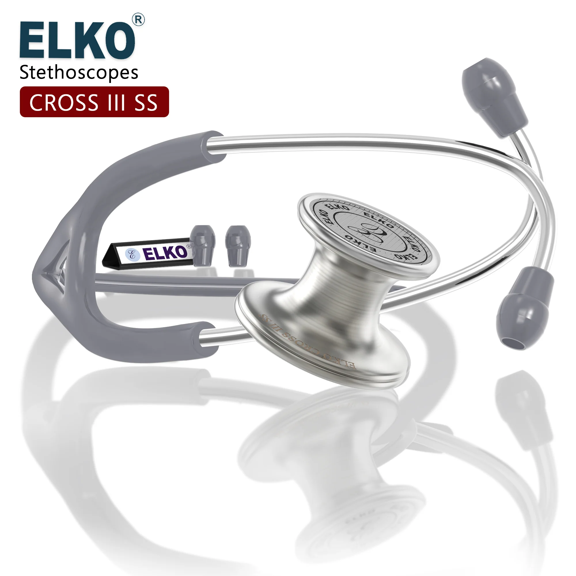 ELKO CROSS III SS Stainless Steel Stethoscope - Natural Steel - Image 37