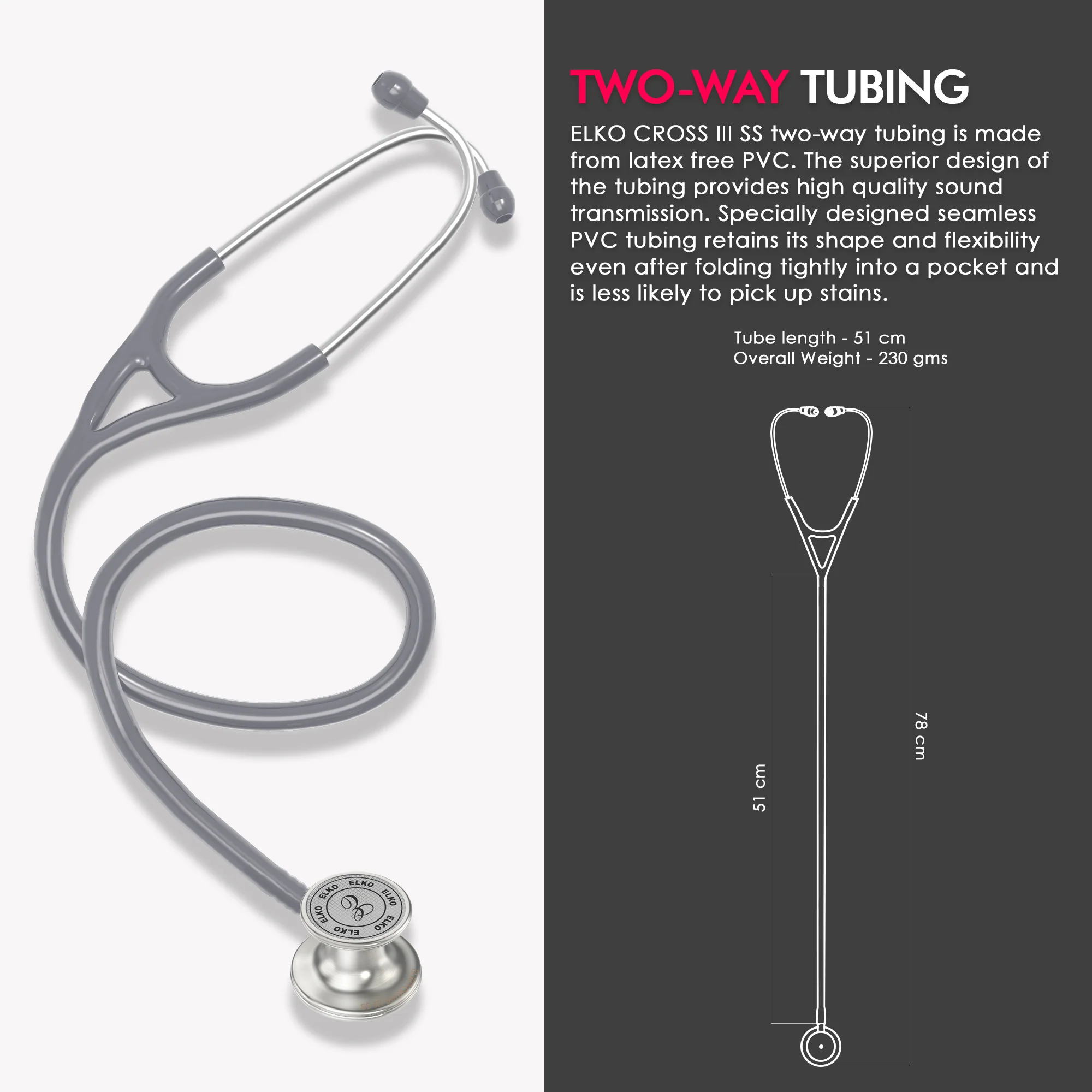 ELKO CROSS III SS Stainless Steel Stethoscope - Natural Steel - Image 41