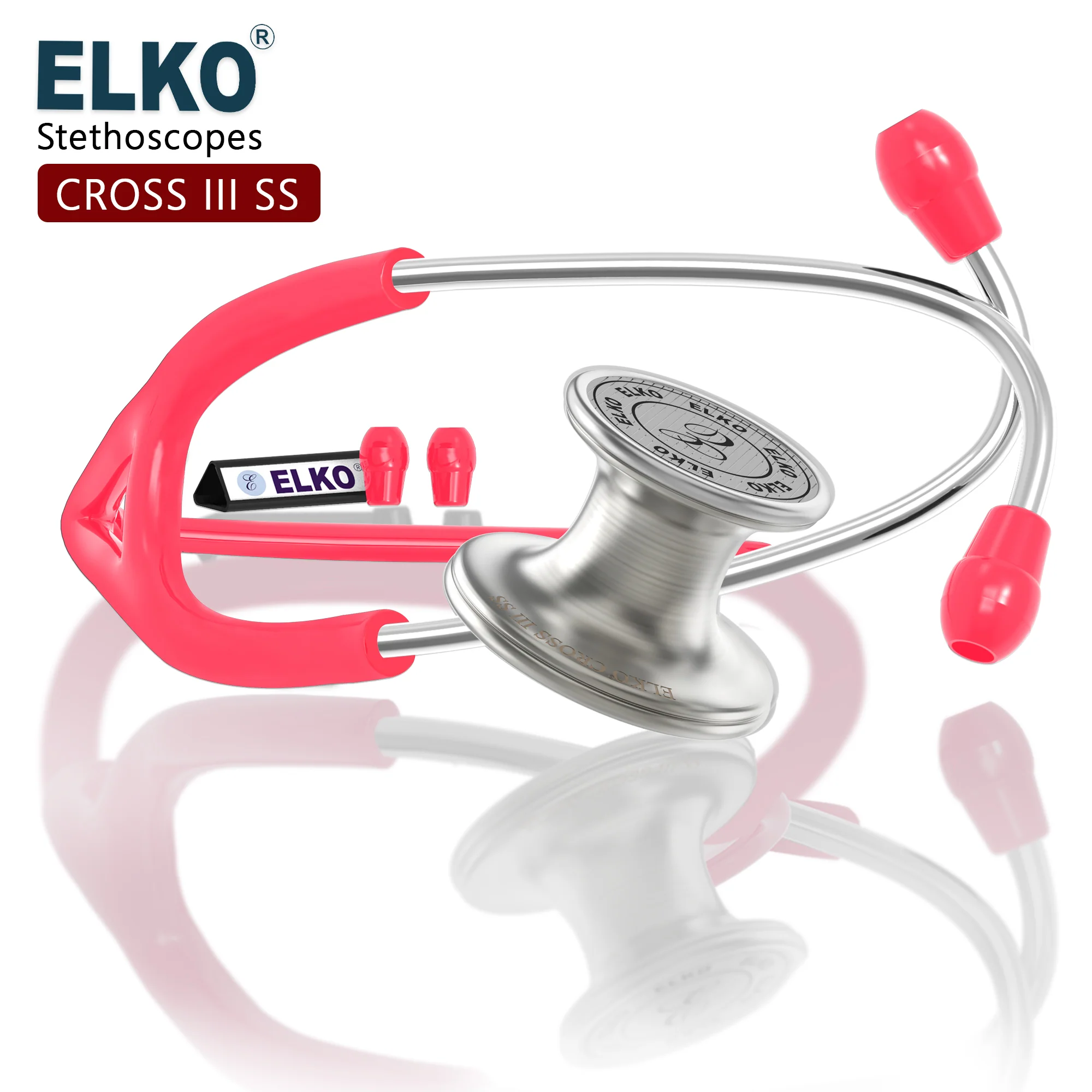 ELKO CROSS III SS Stainless Steel Stethoscope - Natural Steel - Image 44