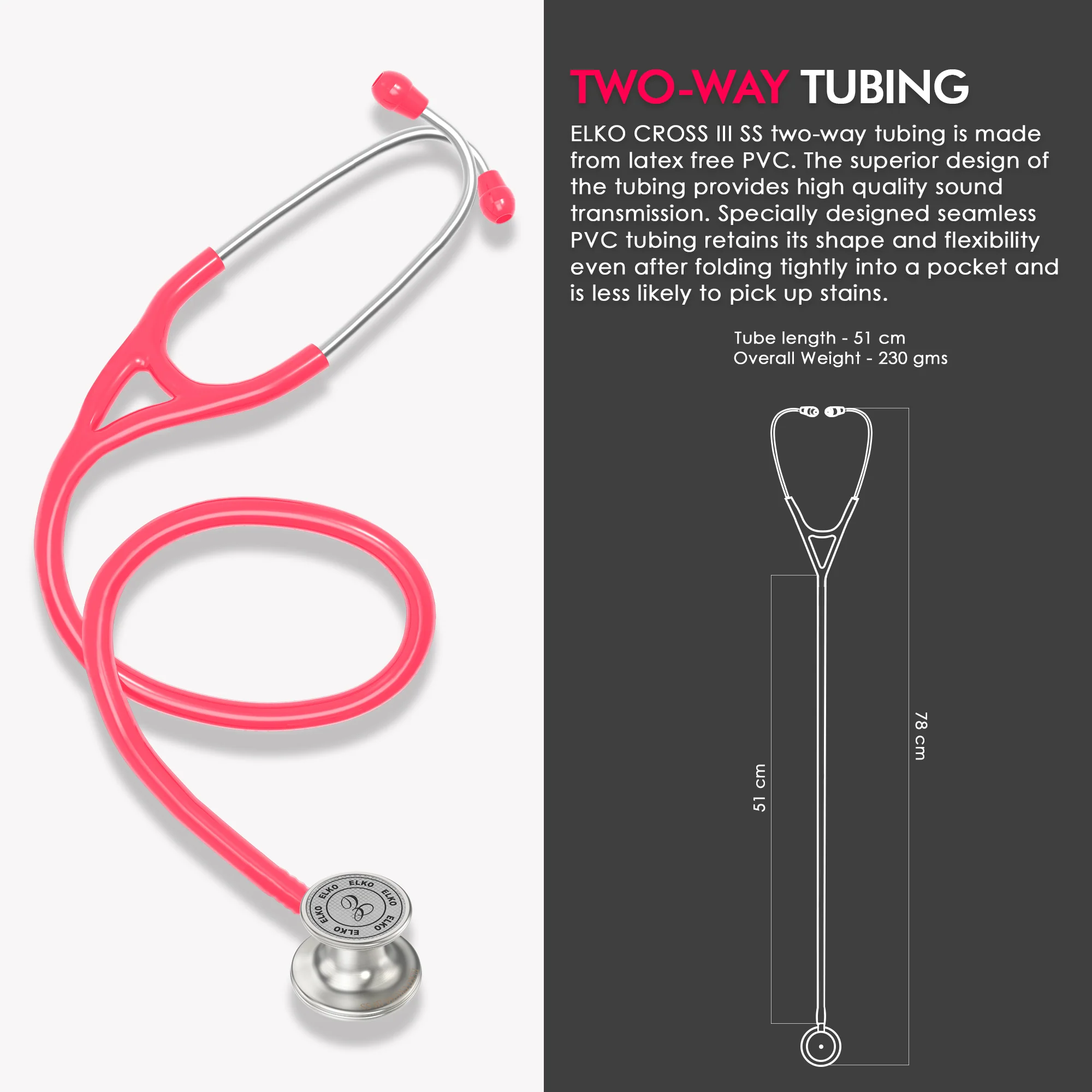 ELKO CROSS III SS Stainless Steel Stethoscope - Natural Steel - Image 48