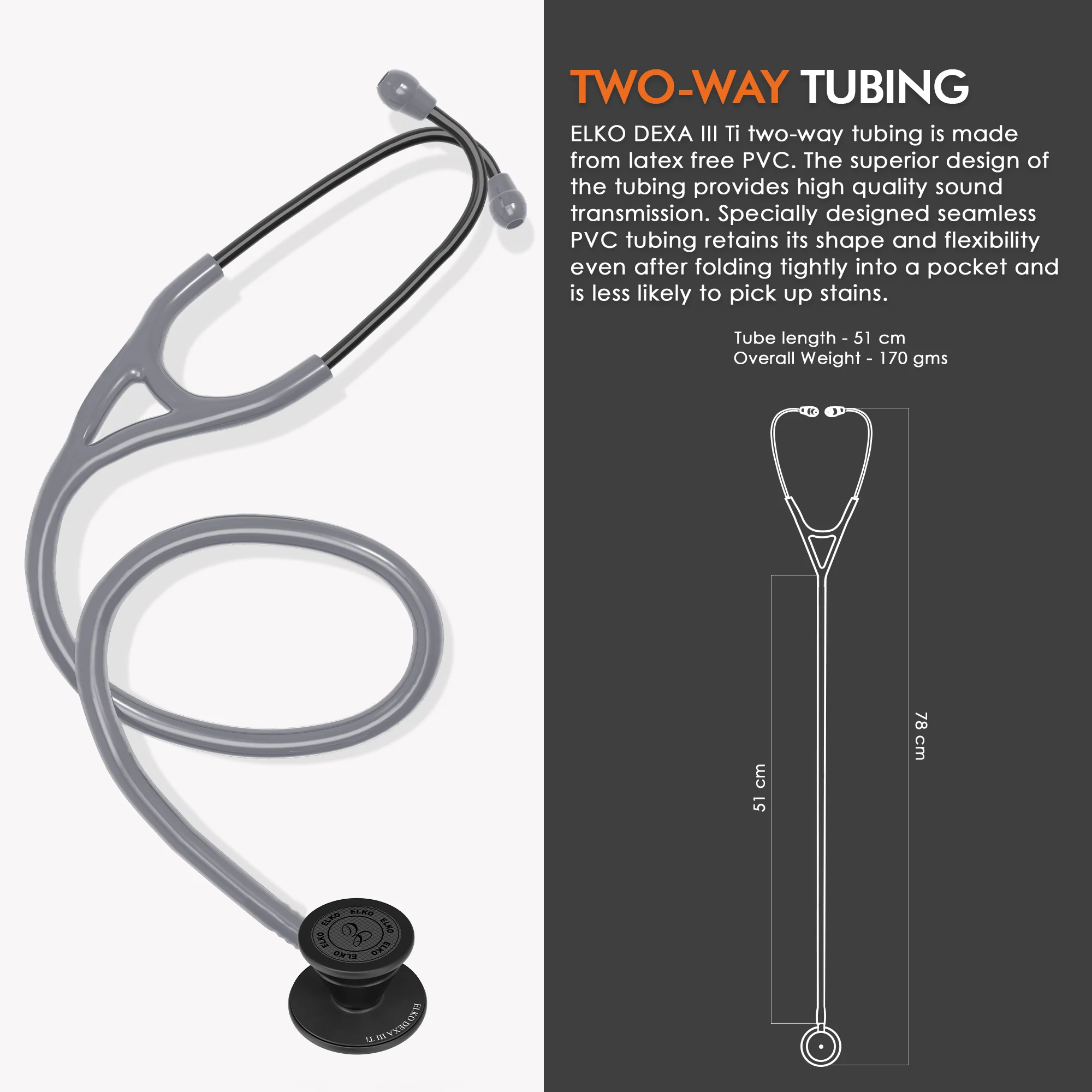ELKO DEXA III Ti Titanium Stethoscope - Black Edition - Image 24