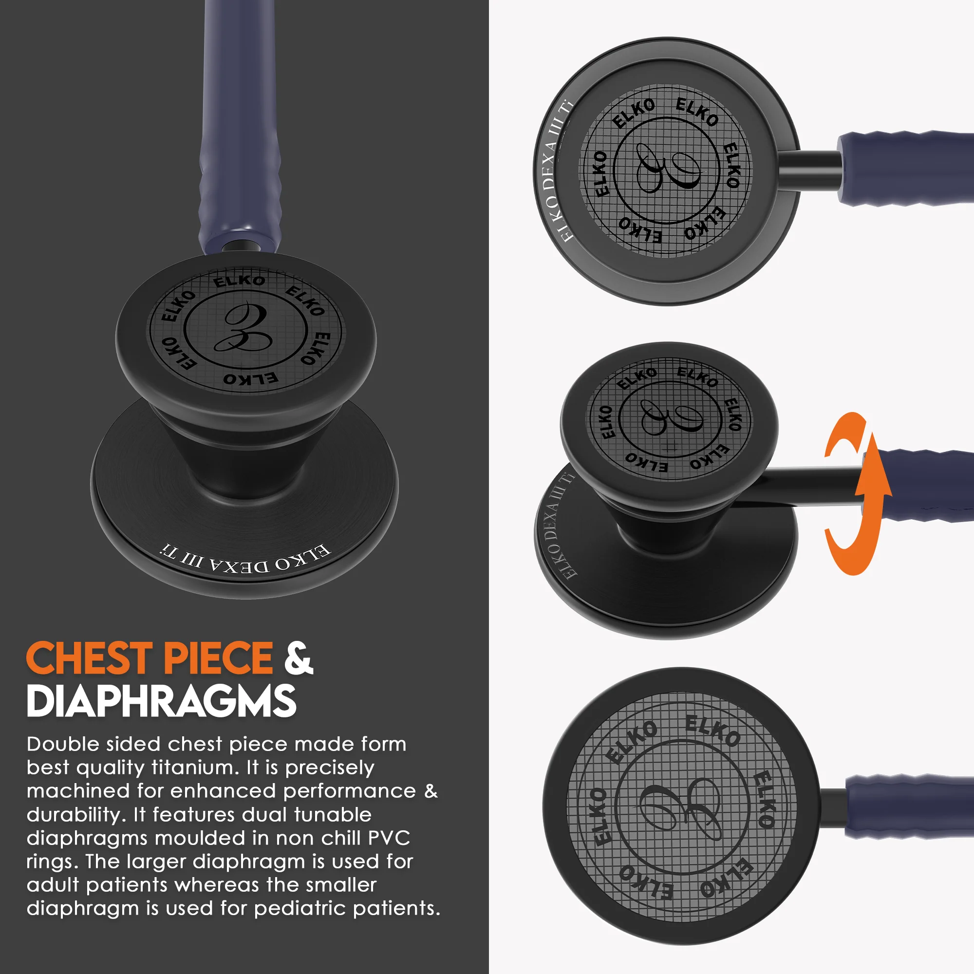 ELKO DEXA III Ti Titanium Stethoscope - Black Edition - Image 29