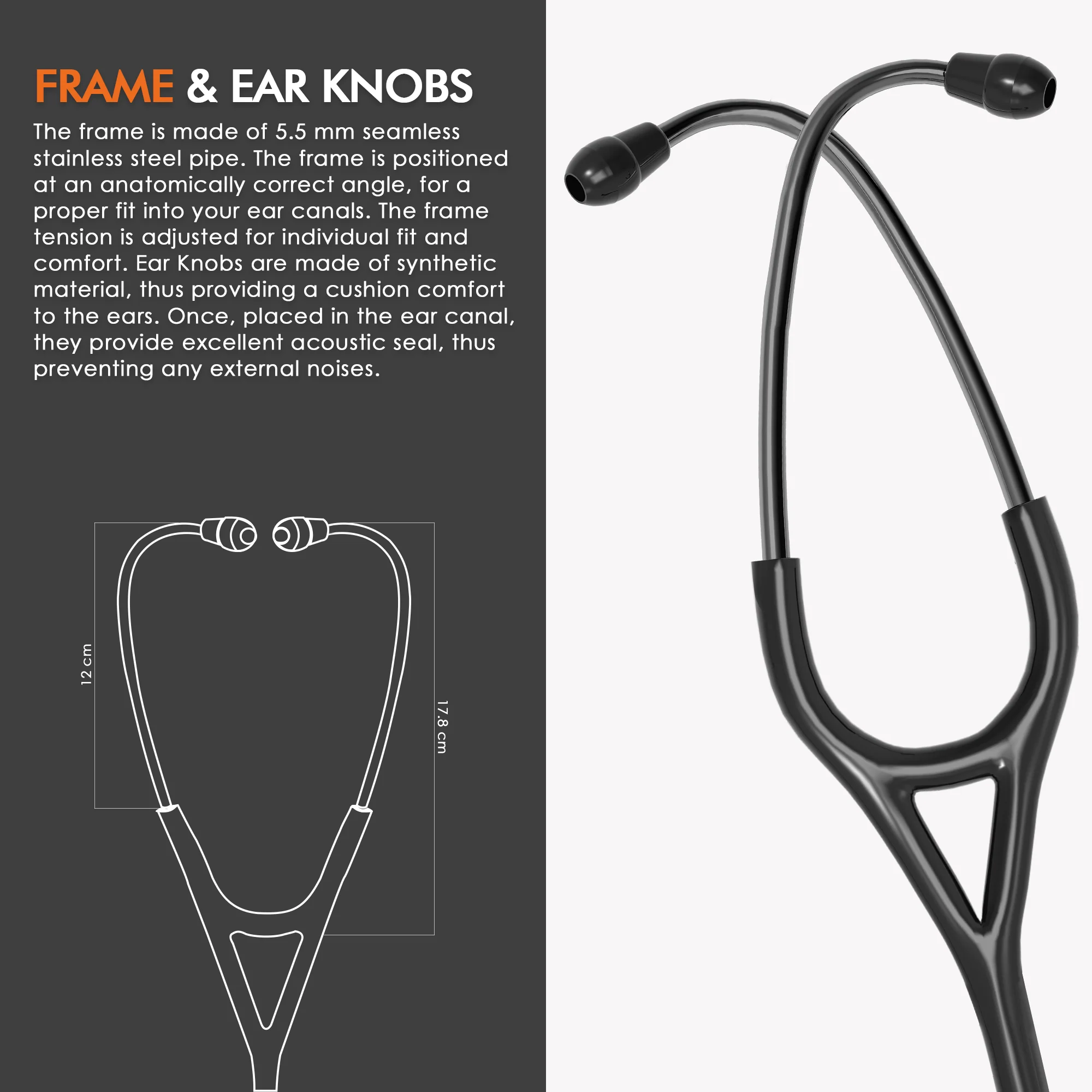 ELKO DEXA III Ti Titanium Stethoscope - Black Edition - Image 4