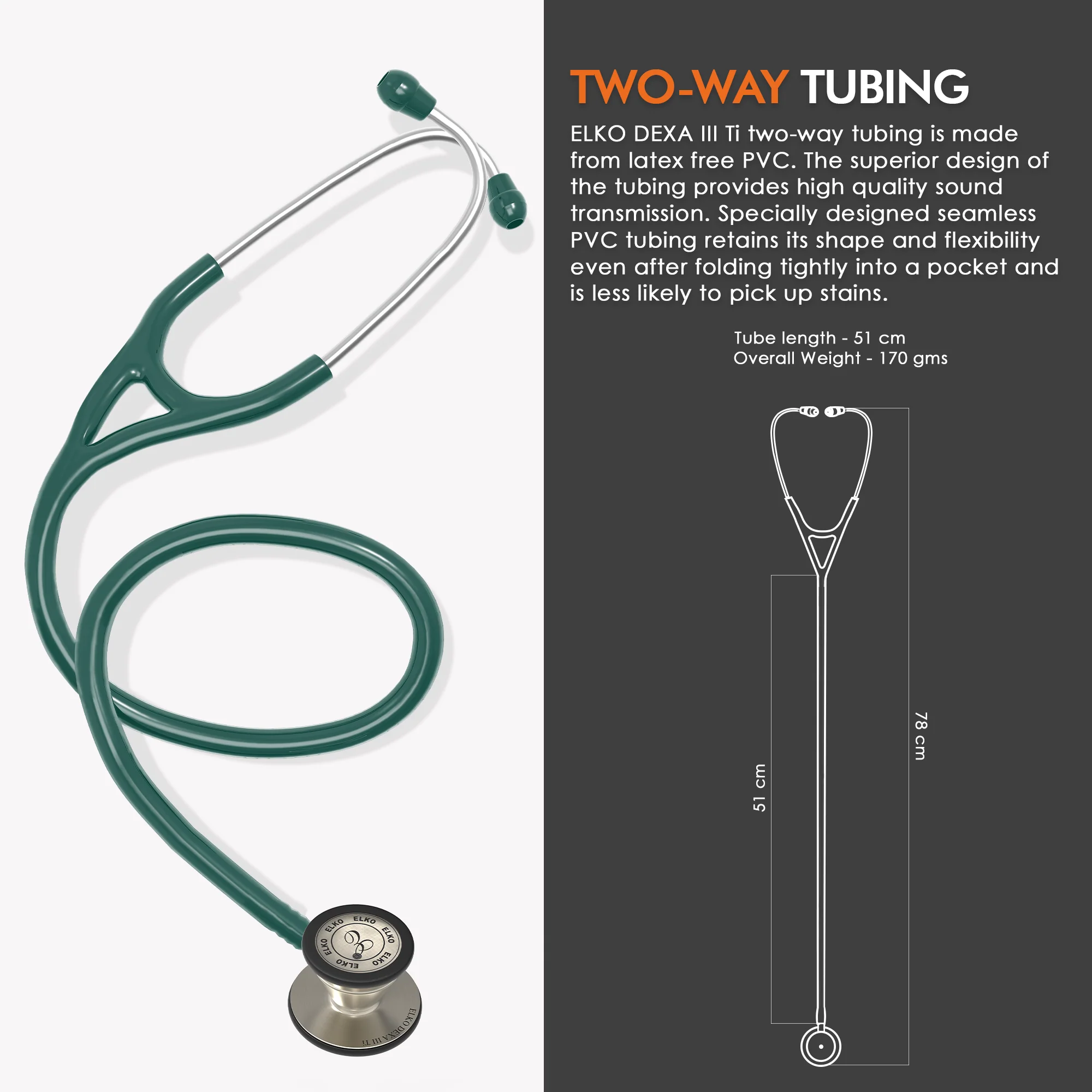 ELKO DEXA III Ti Titanium Stethoscope - Natural Titanium - Image 25