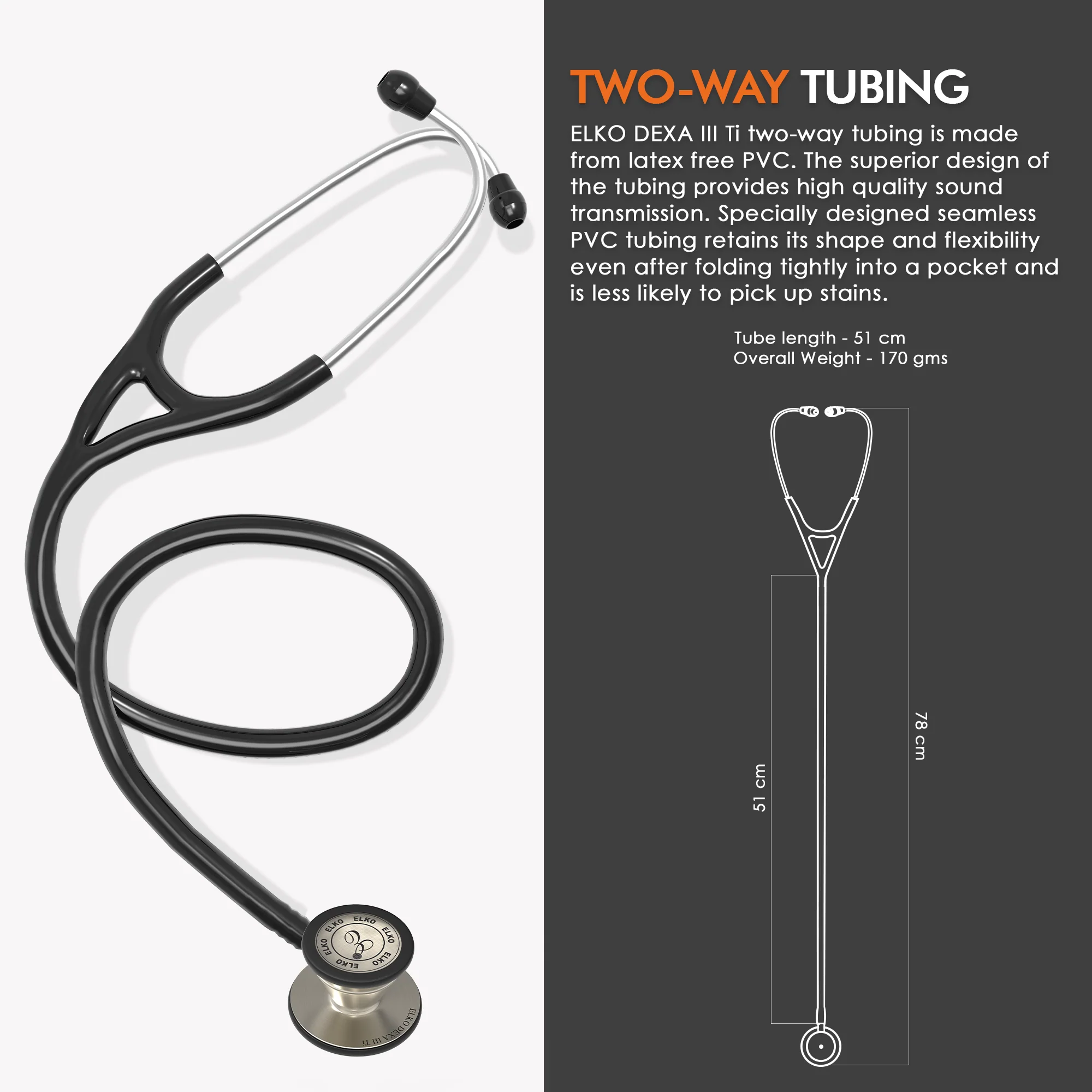 ELKO DEXA III Ti Titanium Stethoscope - Natural Titanium - Image 4