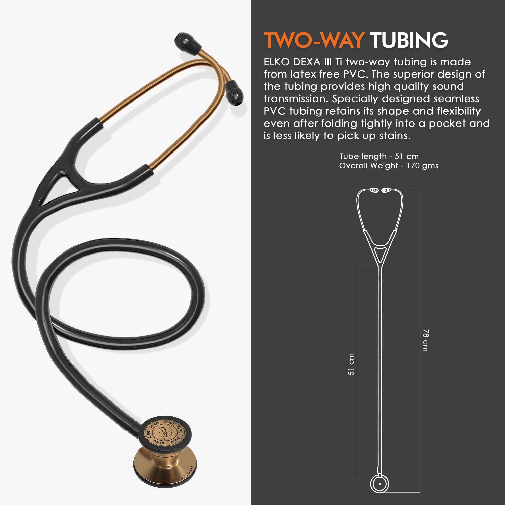 ELKO DEXA III Ti Titanium Stethoscope - Rose Gold - Image 11
