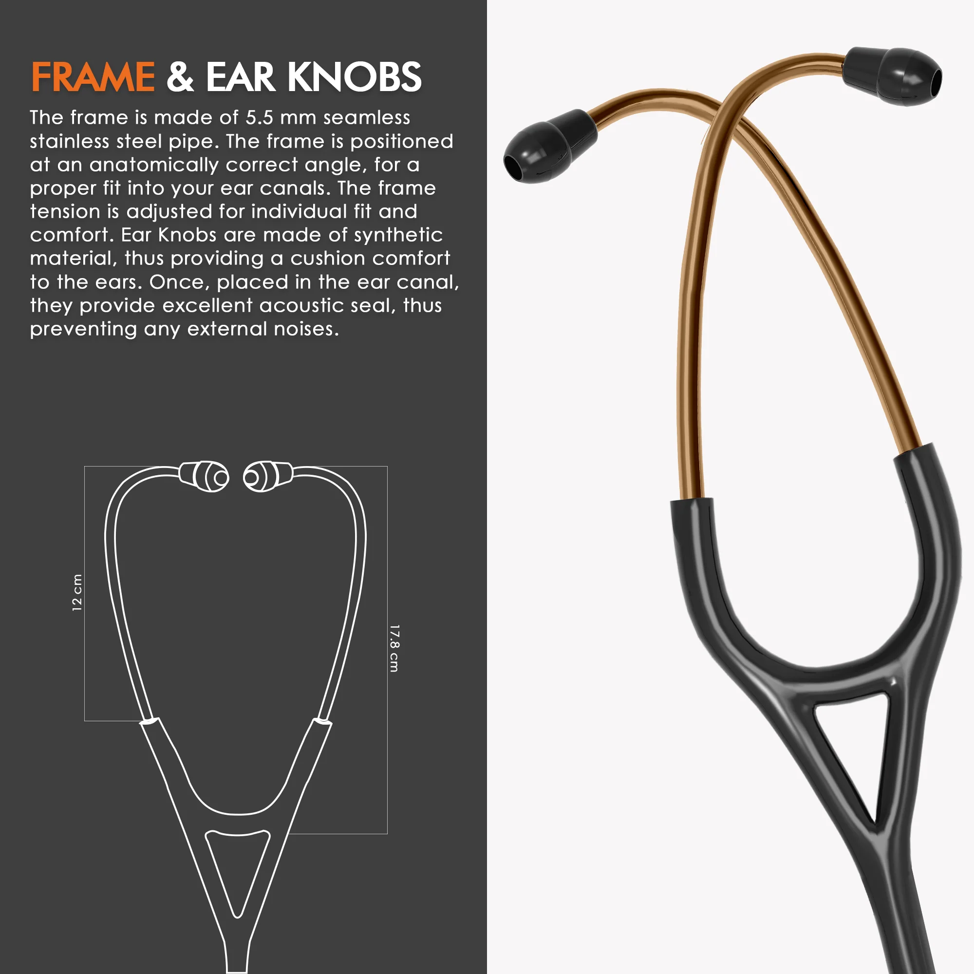 ELKO DEXA III Ti Titanium Stethoscope - Rose Gold - Image 12