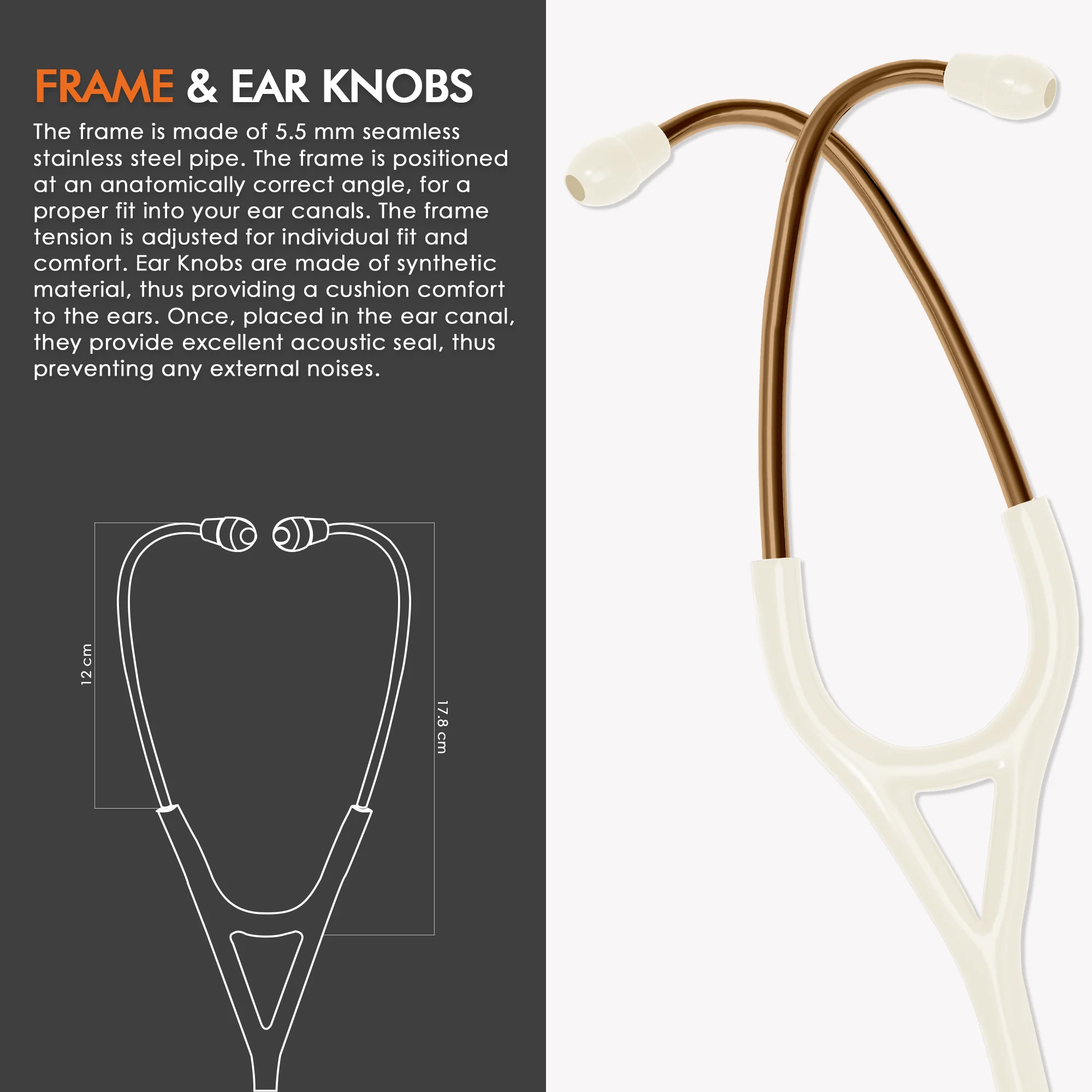 ELKO DEXA III Ti Titanium Stethoscope - Rose Gold - Image 20