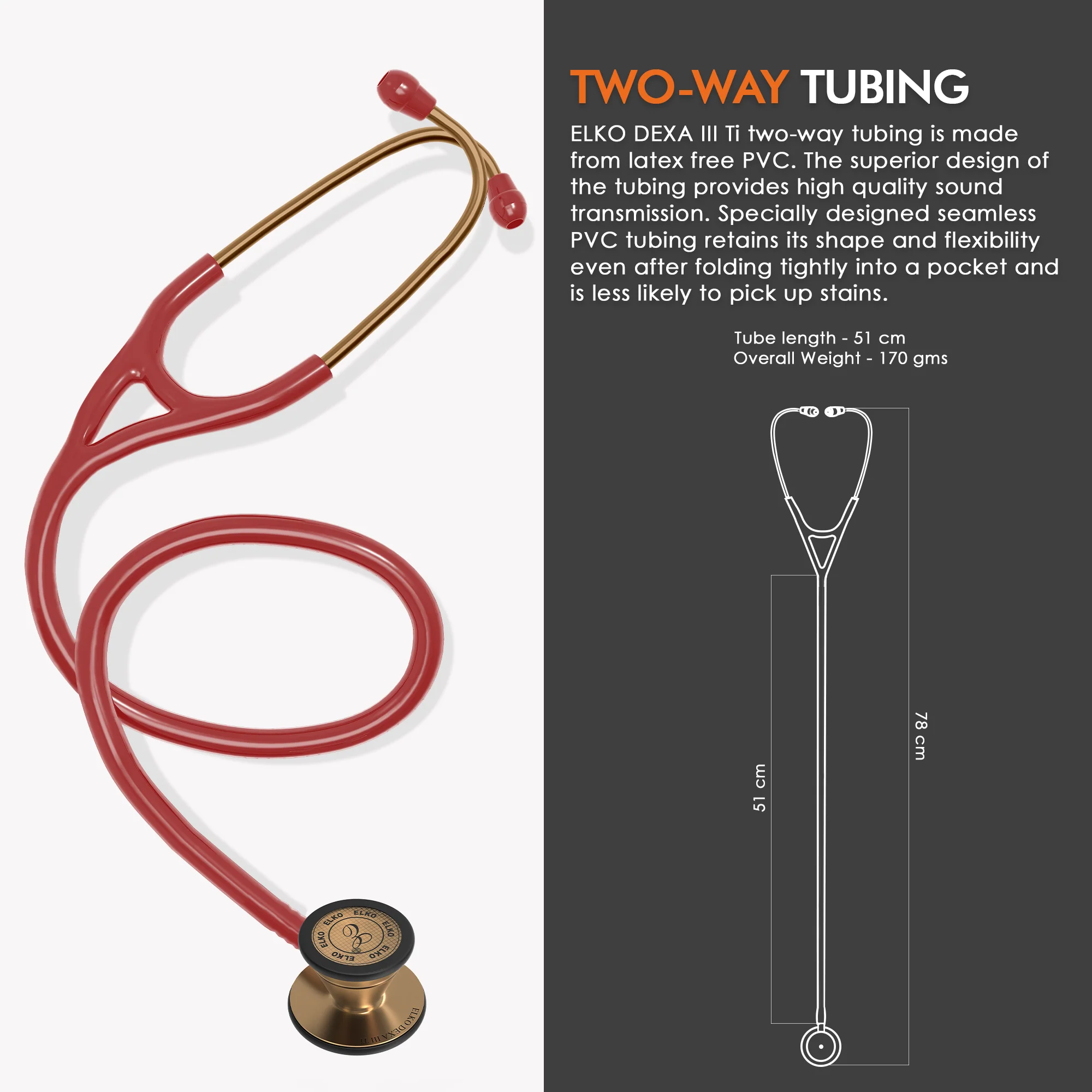 ELKO DEXA III Ti Titanium Stethoscope - Rose Gold - Image 25