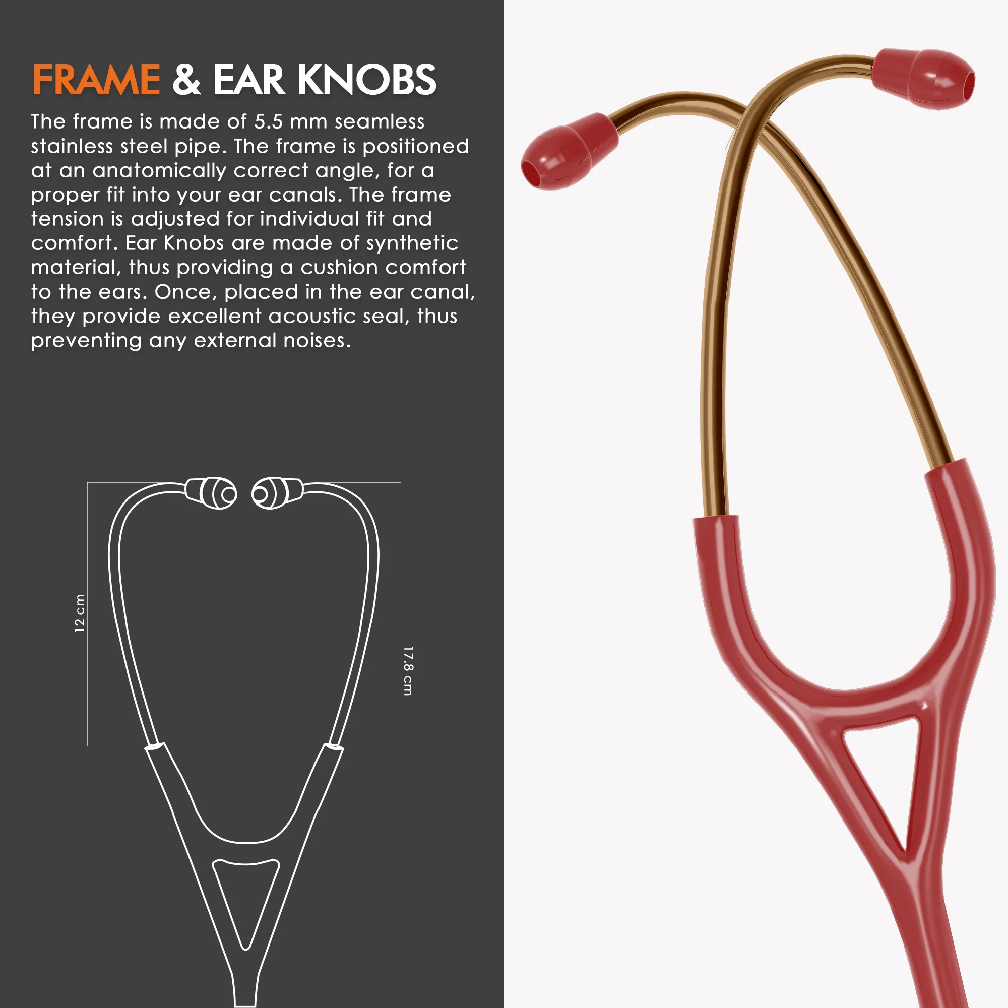 ELKO DEXA III Ti Titanium Stethoscope - Rose Gold - Image 28