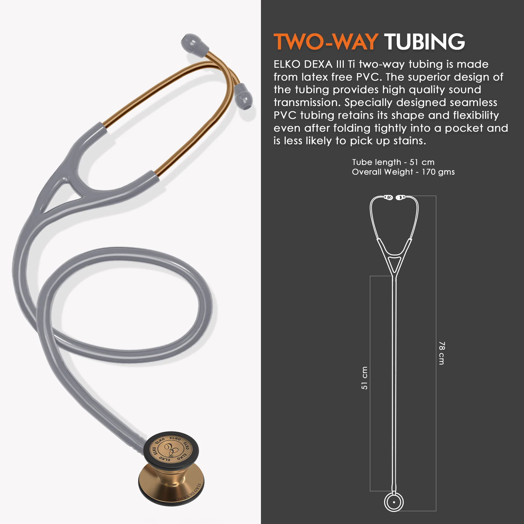 ELKO DEXA III Ti Titanium Stethoscope - Rose Gold - Image 32