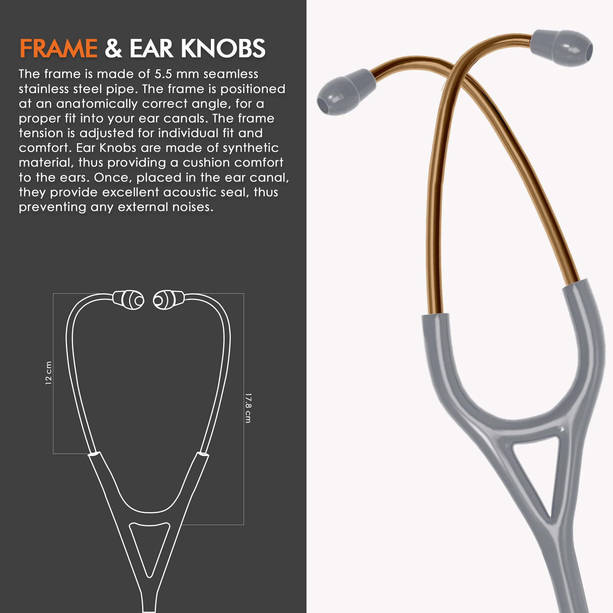 ELKO DEXA III Ti Titanium Stethoscope - Rose Gold - Image 33