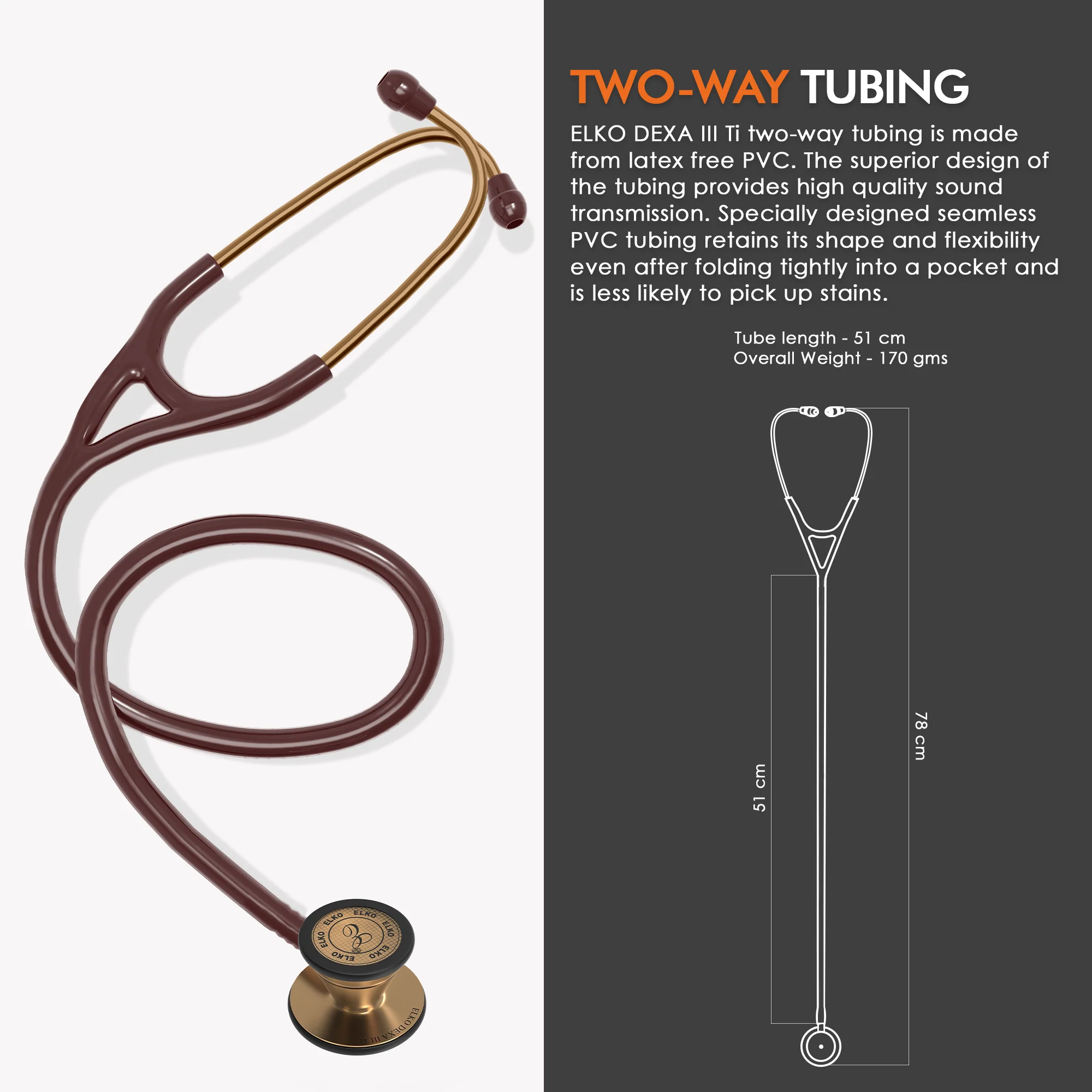 ELKO DEXA III Ti Titanium Stethoscope - Rose Gold - Image 4