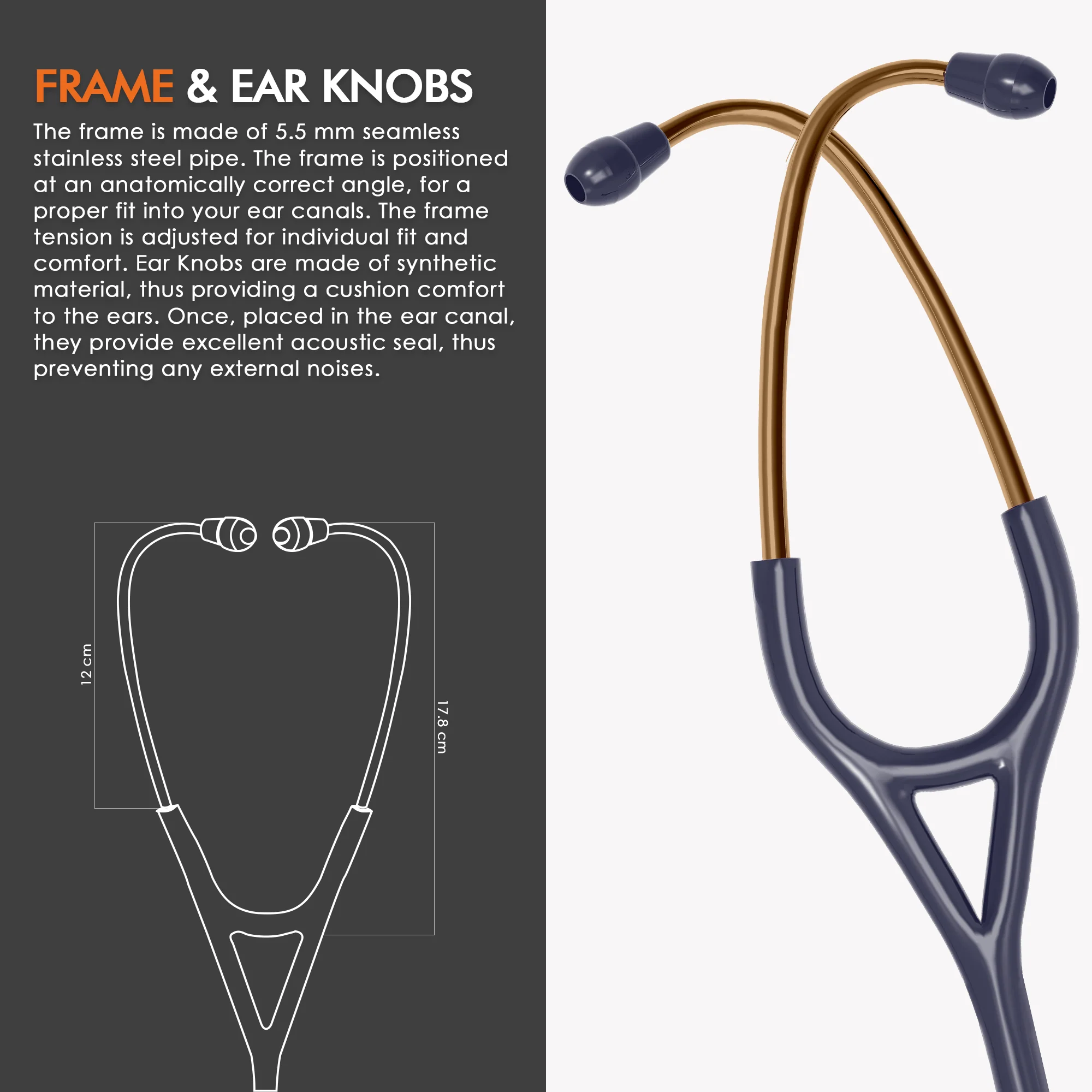 ELKO DEXA III Ti Titanium Stethoscope - Rose Gold - Image 40