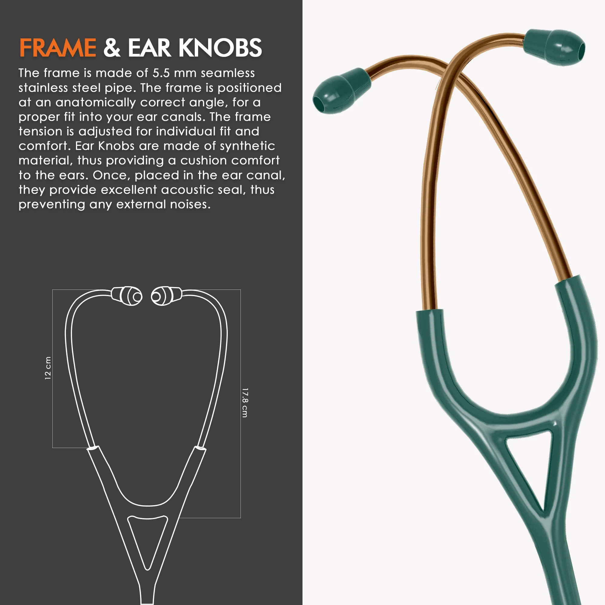 ELKO DEXA III Ti Titanium Stethoscope - Rose Gold - Image 47