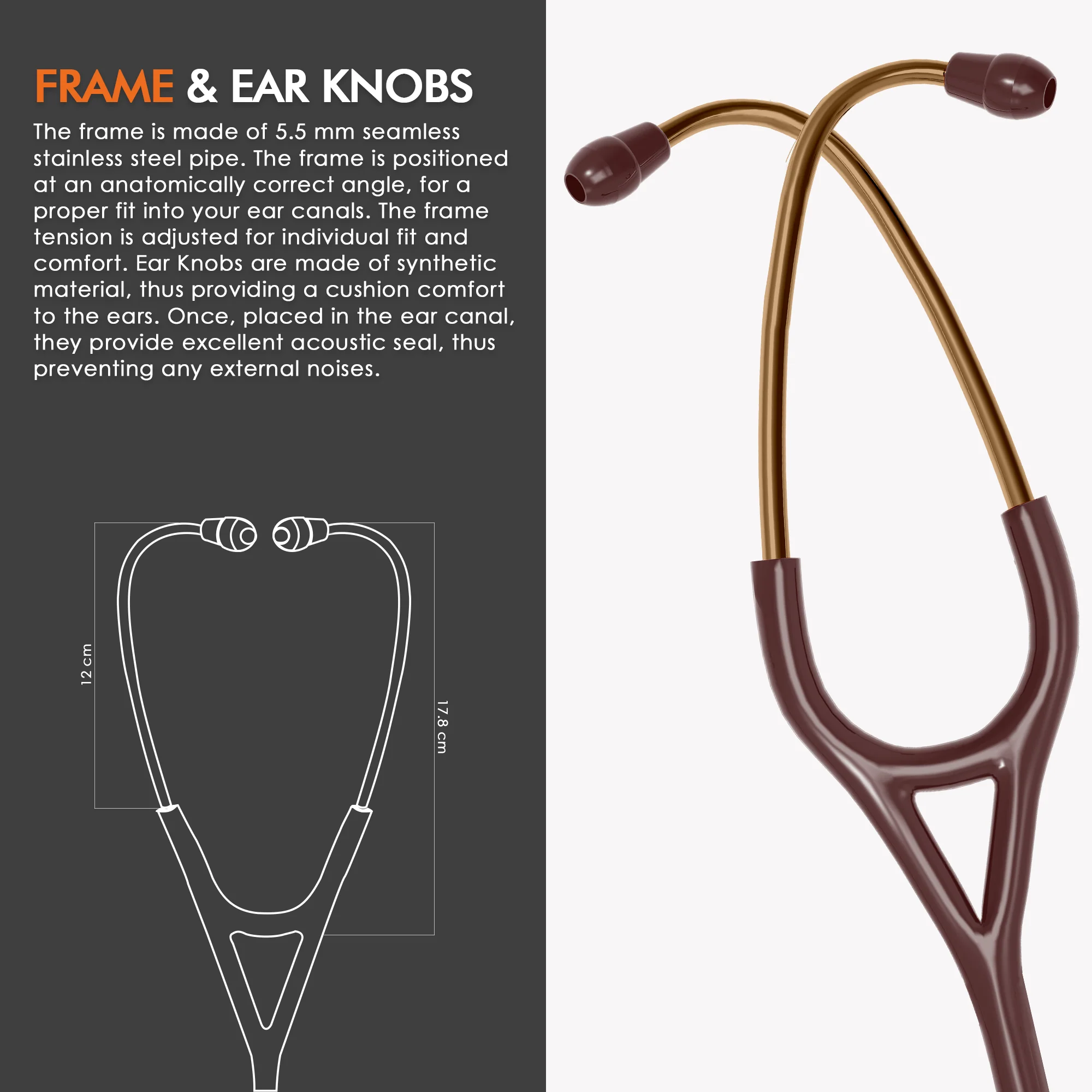 ELKO DEXA III Ti Titanium Stethoscope - Rose Gold - Image 5