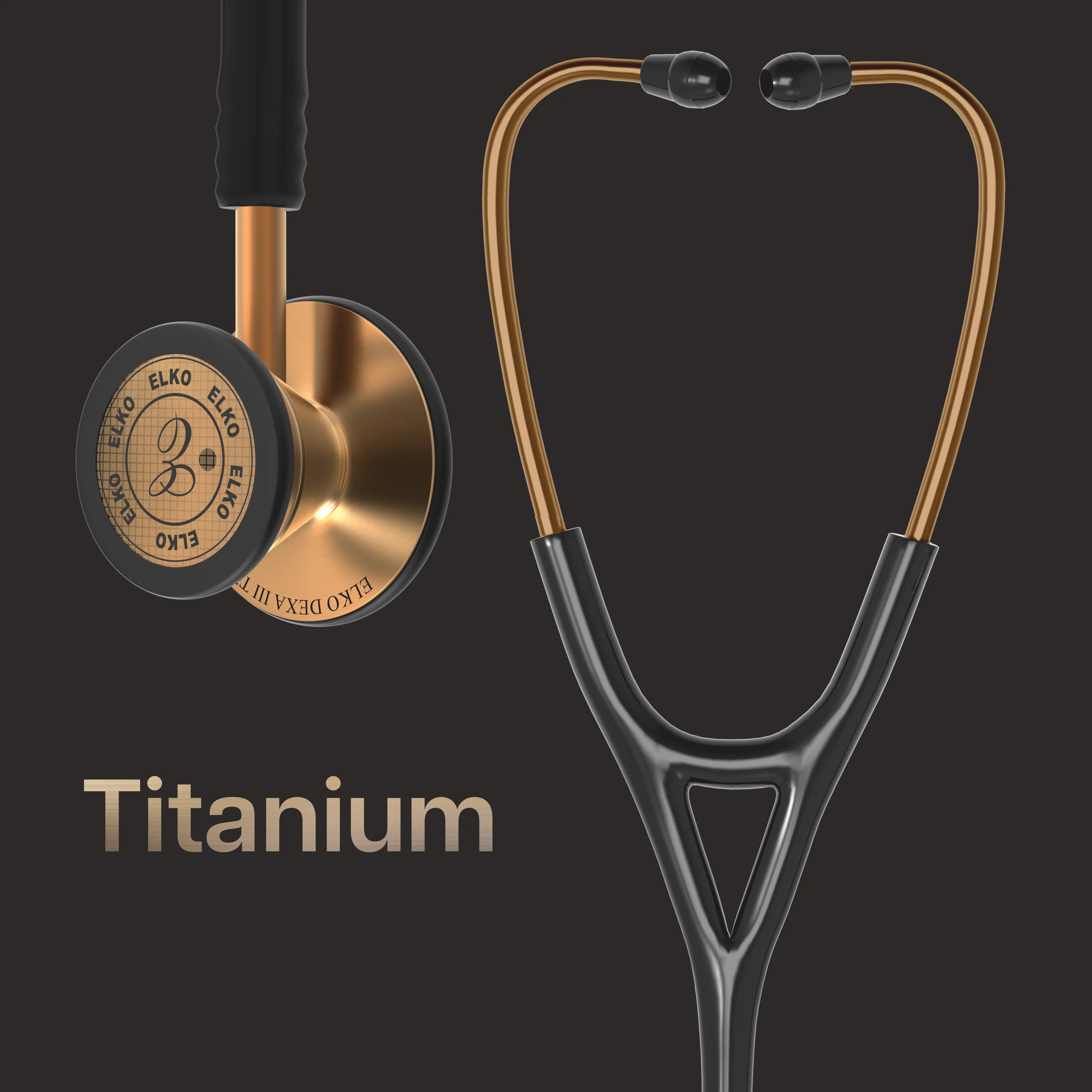 ELKO DEXA III Ti Titanium Stethoscope - Rose Gold - Image 8