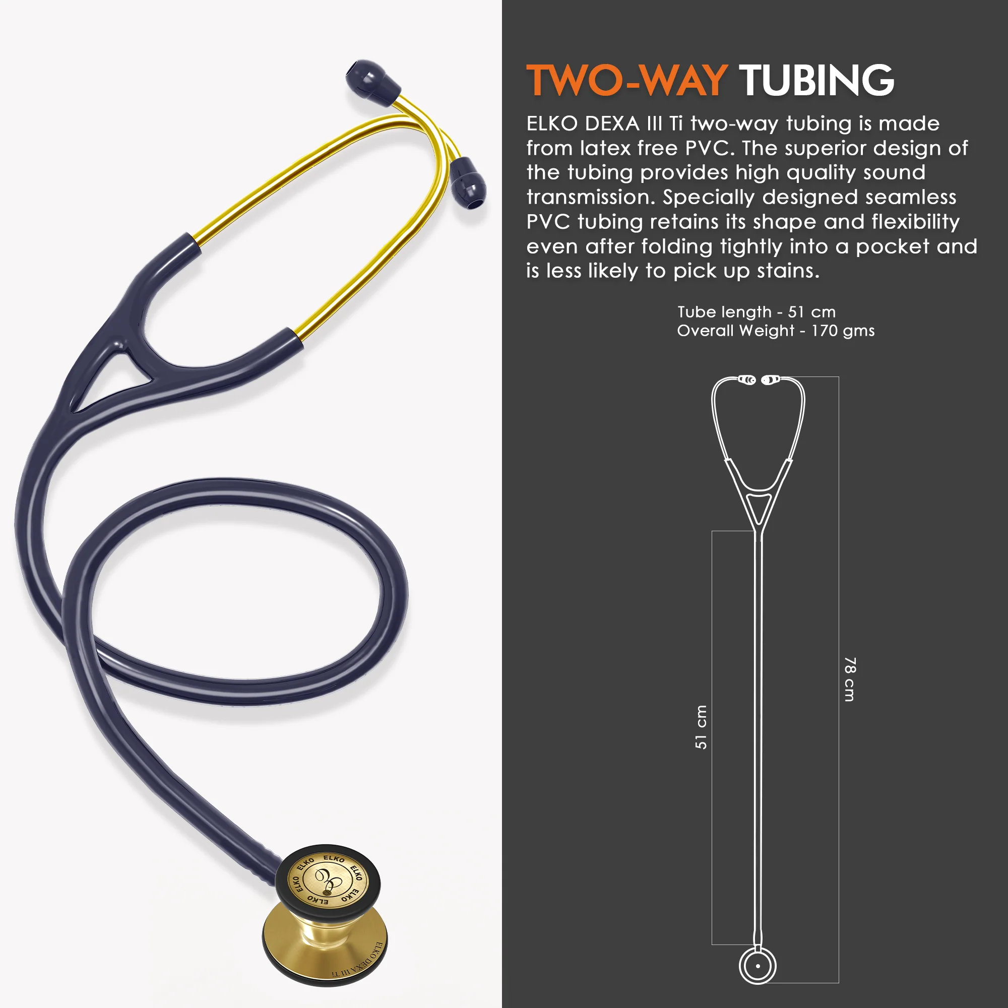 ELKO DEXA III Ti Titanium Stethoscopes- Gold Edition - Image 12