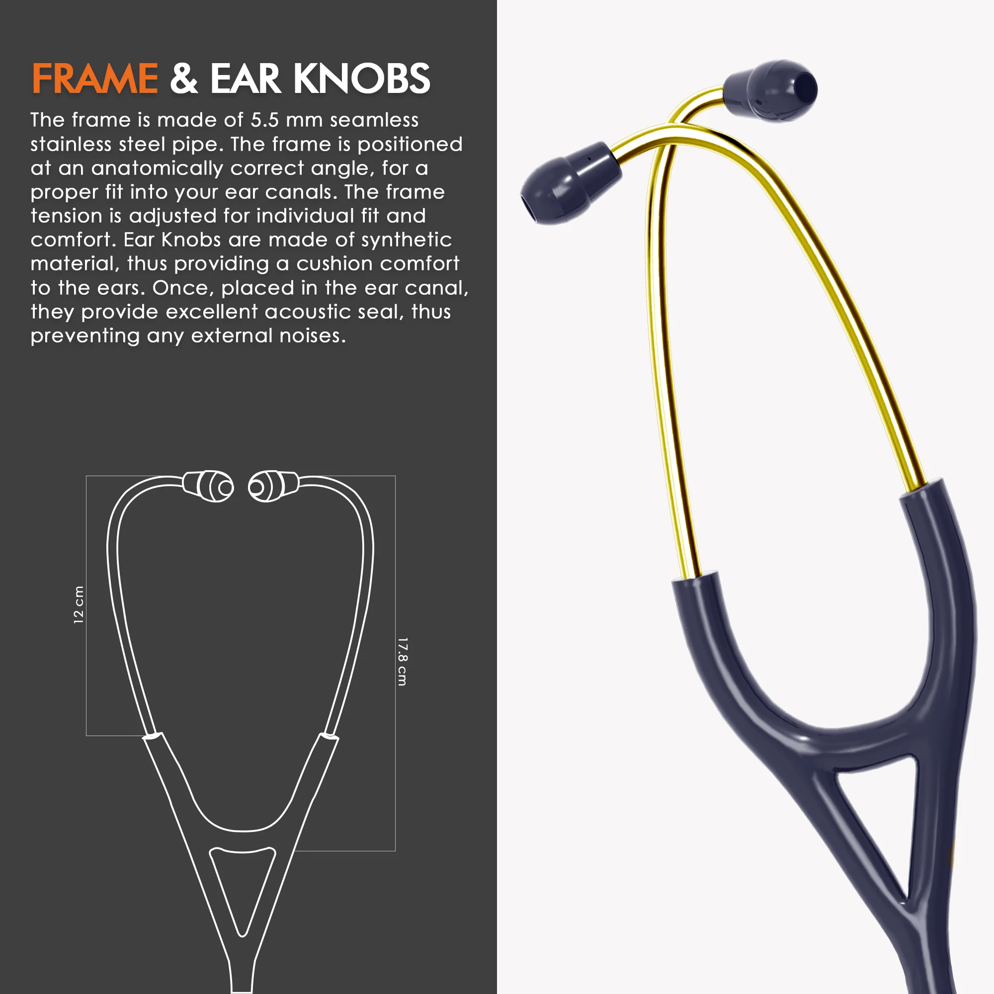 ELKO DEXA III Ti Titanium Stethoscopes- Gold Edition - Image 13
