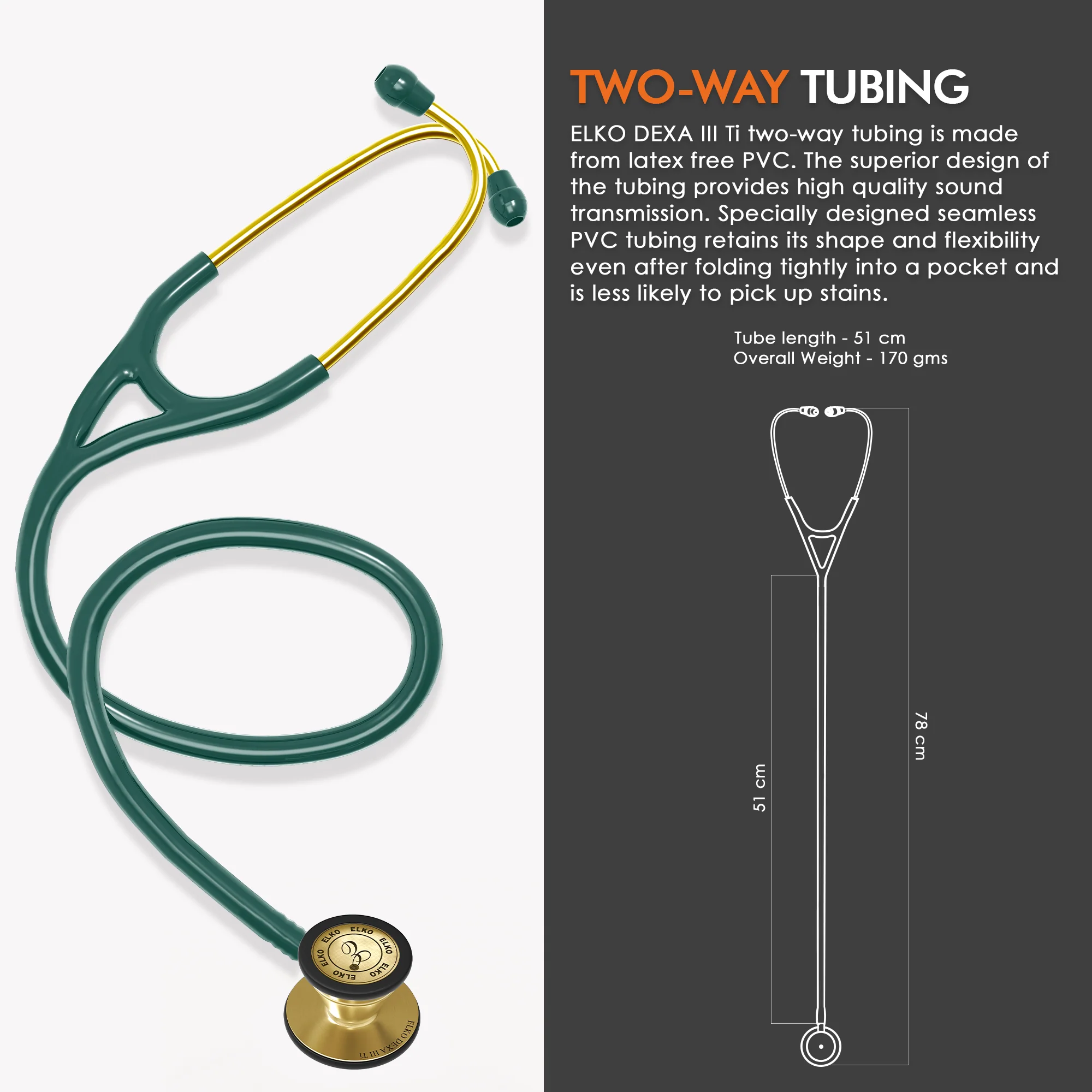 ELKO DEXA III Ti Titanium Stethoscopes- Gold Edition - Image 20