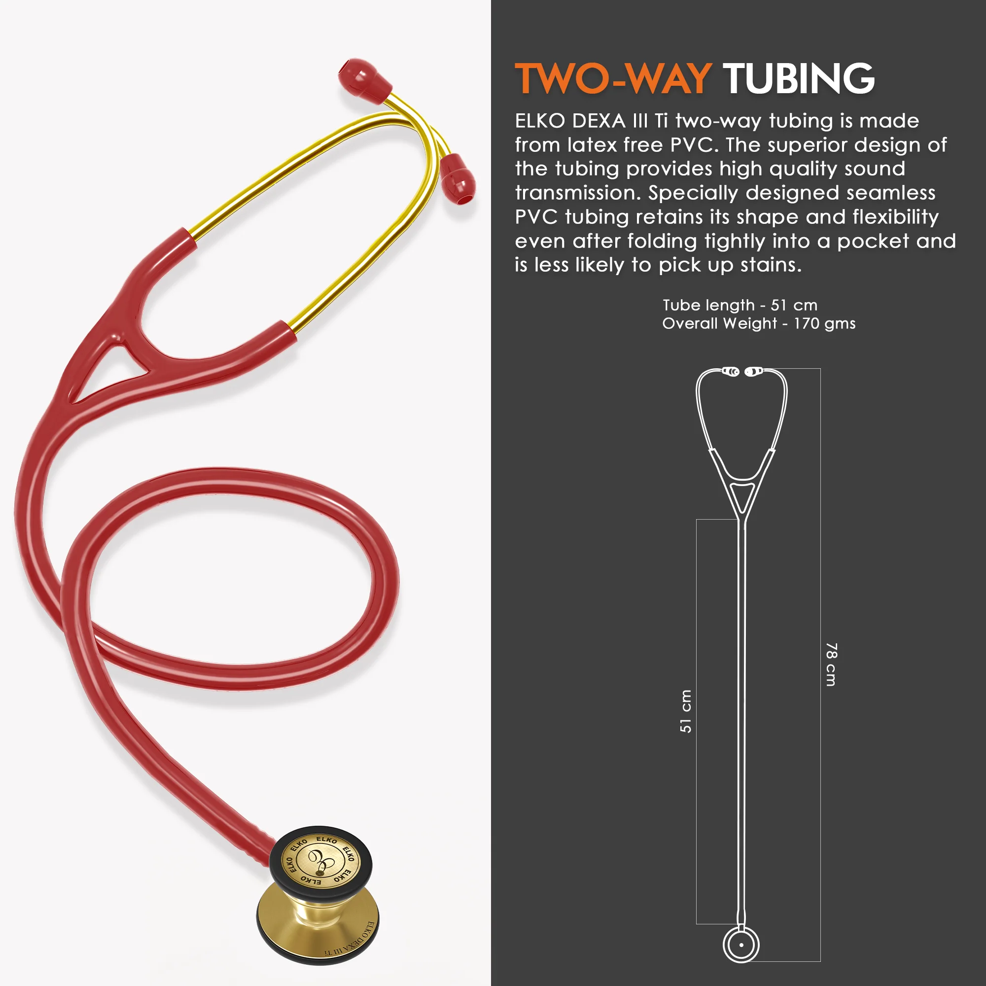 ELKO DEXA III Ti Titanium Stethoscopes- Gold Edition - Image 36