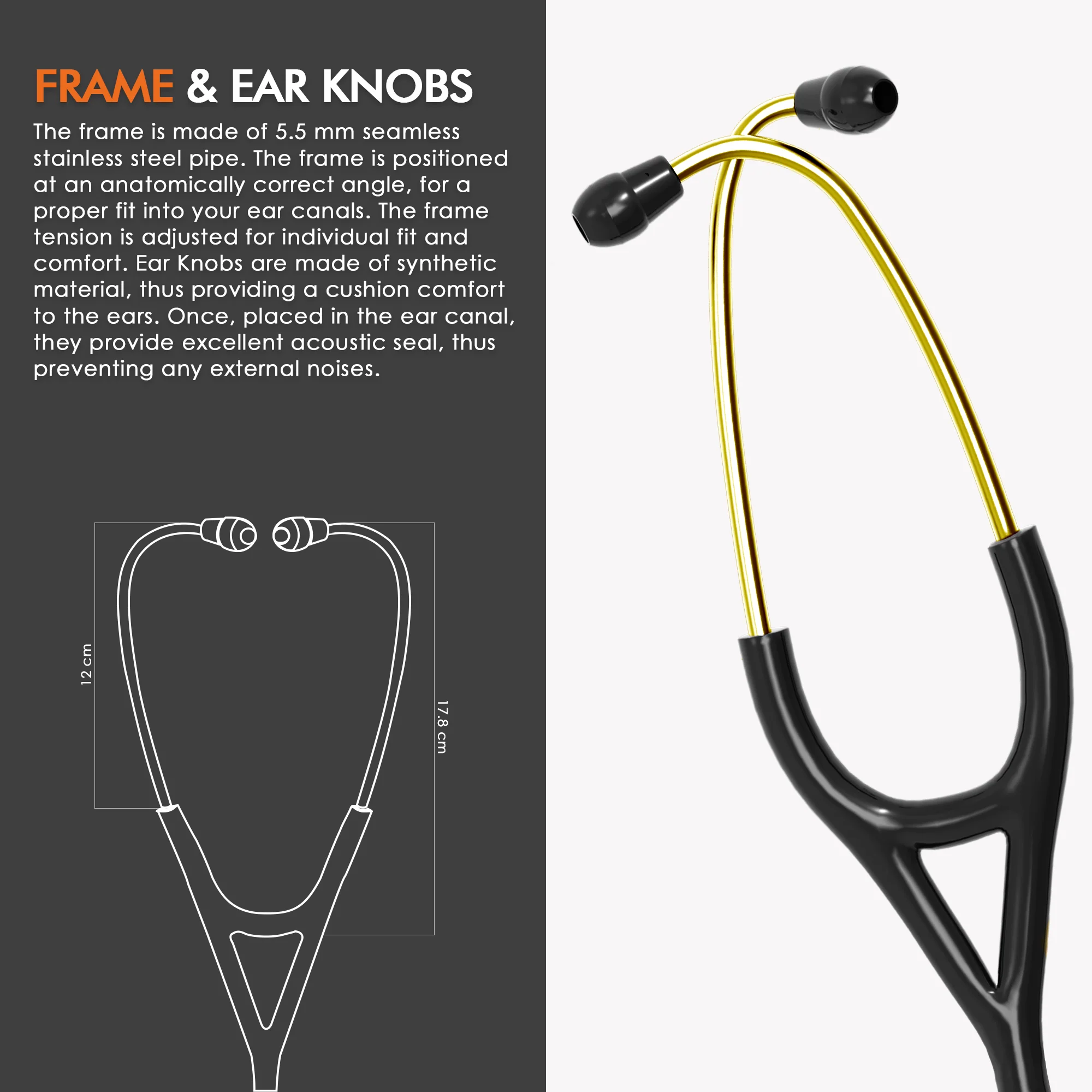 ELKO DEXA III Ti Titanium Stethoscopes- Gold Edition - Image 5