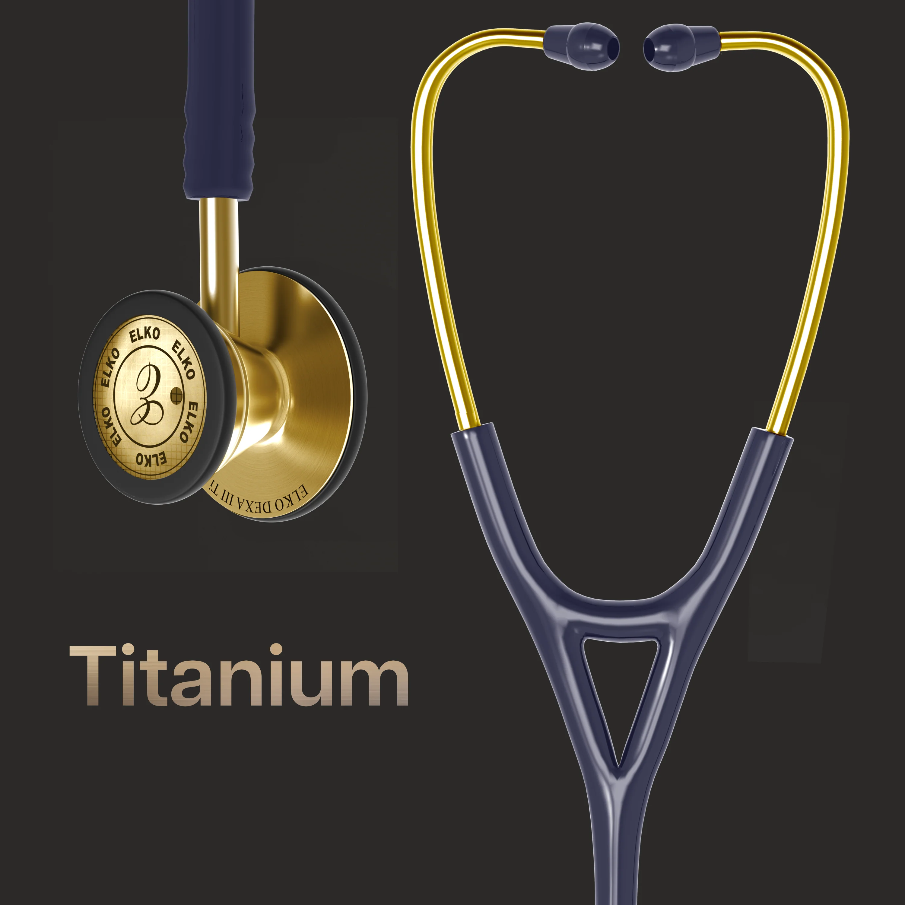 ELKO DEXA III Ti Titanium Stethoscopes- Gold Edition - Image 9